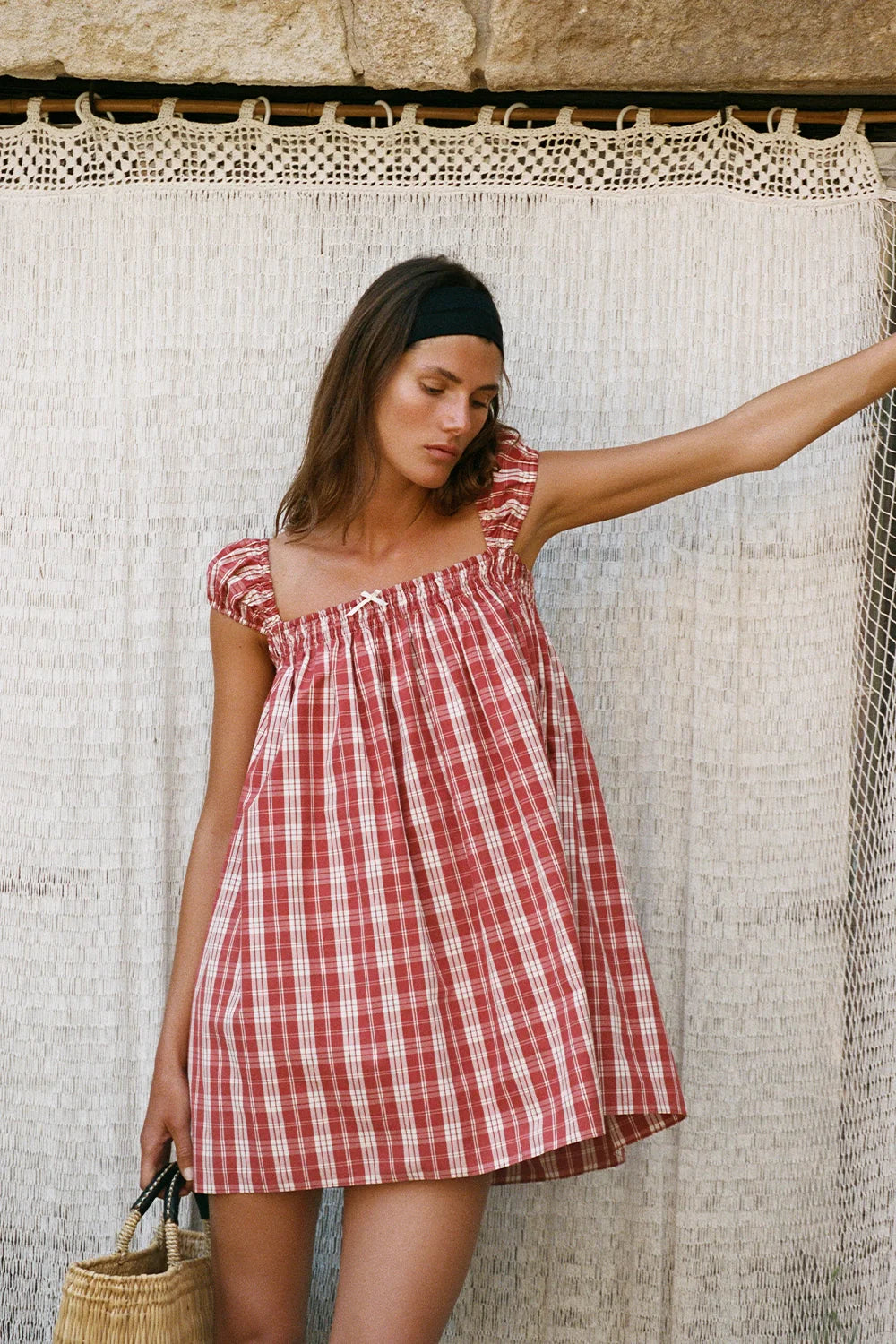 Belinha Mini Dress | Ines Check Terra Rosso