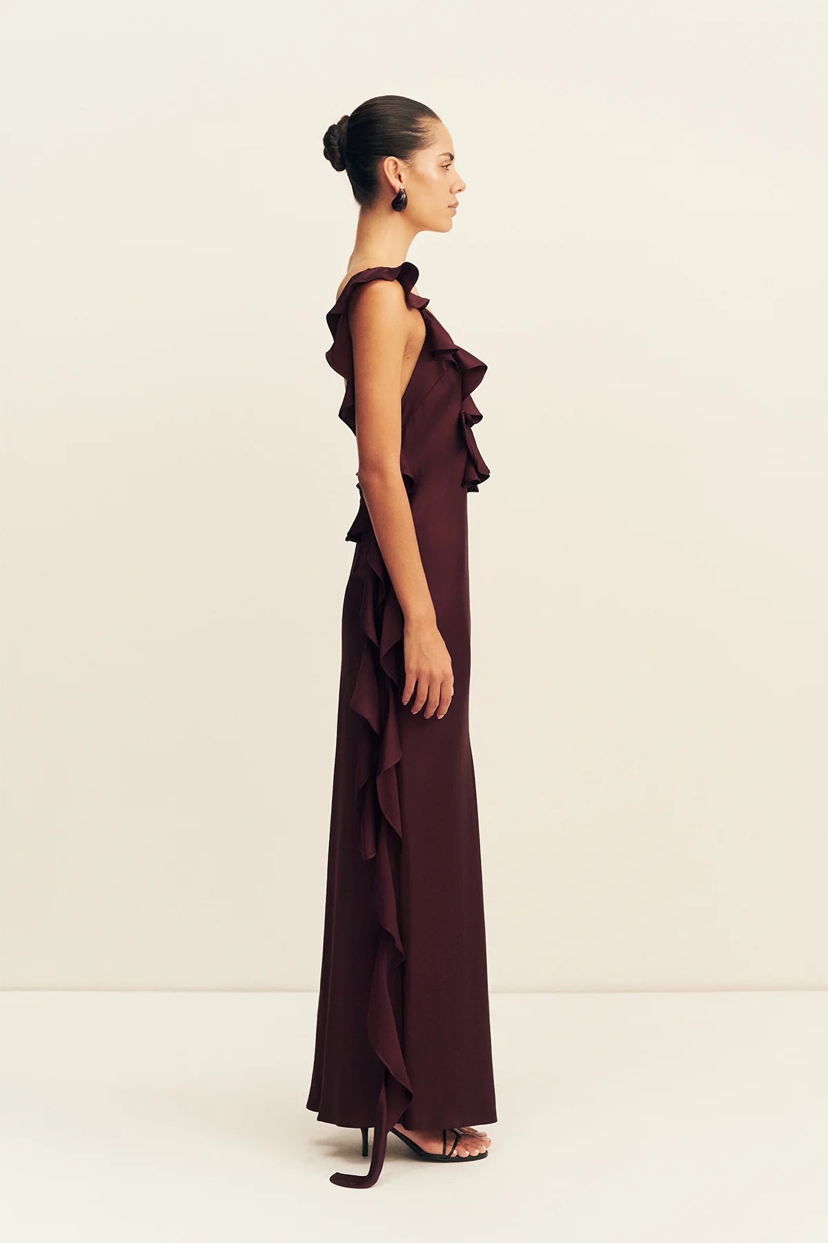 Agnes Ruffle Slip Maxi Dress | Wine Tasting