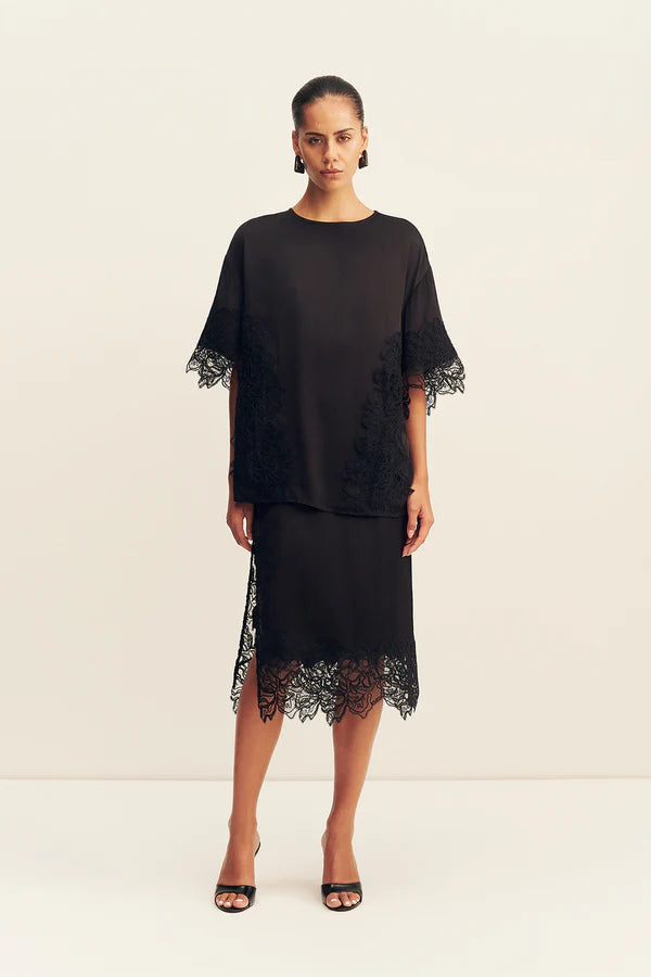 Eniko Lace T-Shirt | Black