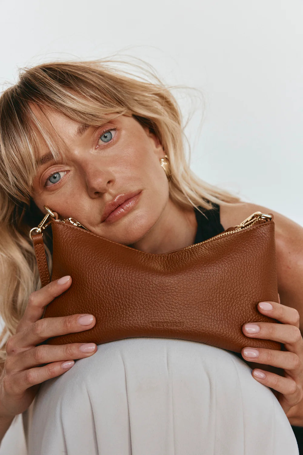 Ashley Tan Leather Crossbody Bag