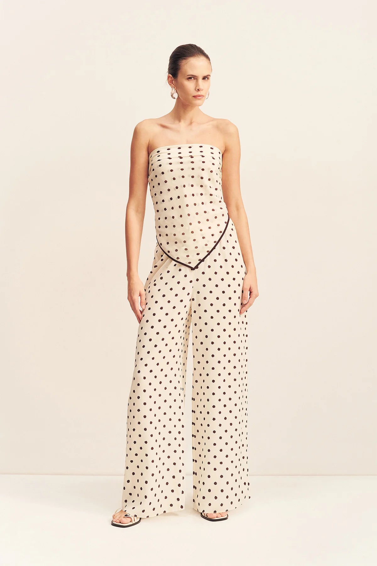 Houston Sheer Drawstring Pant | Blanc Polka