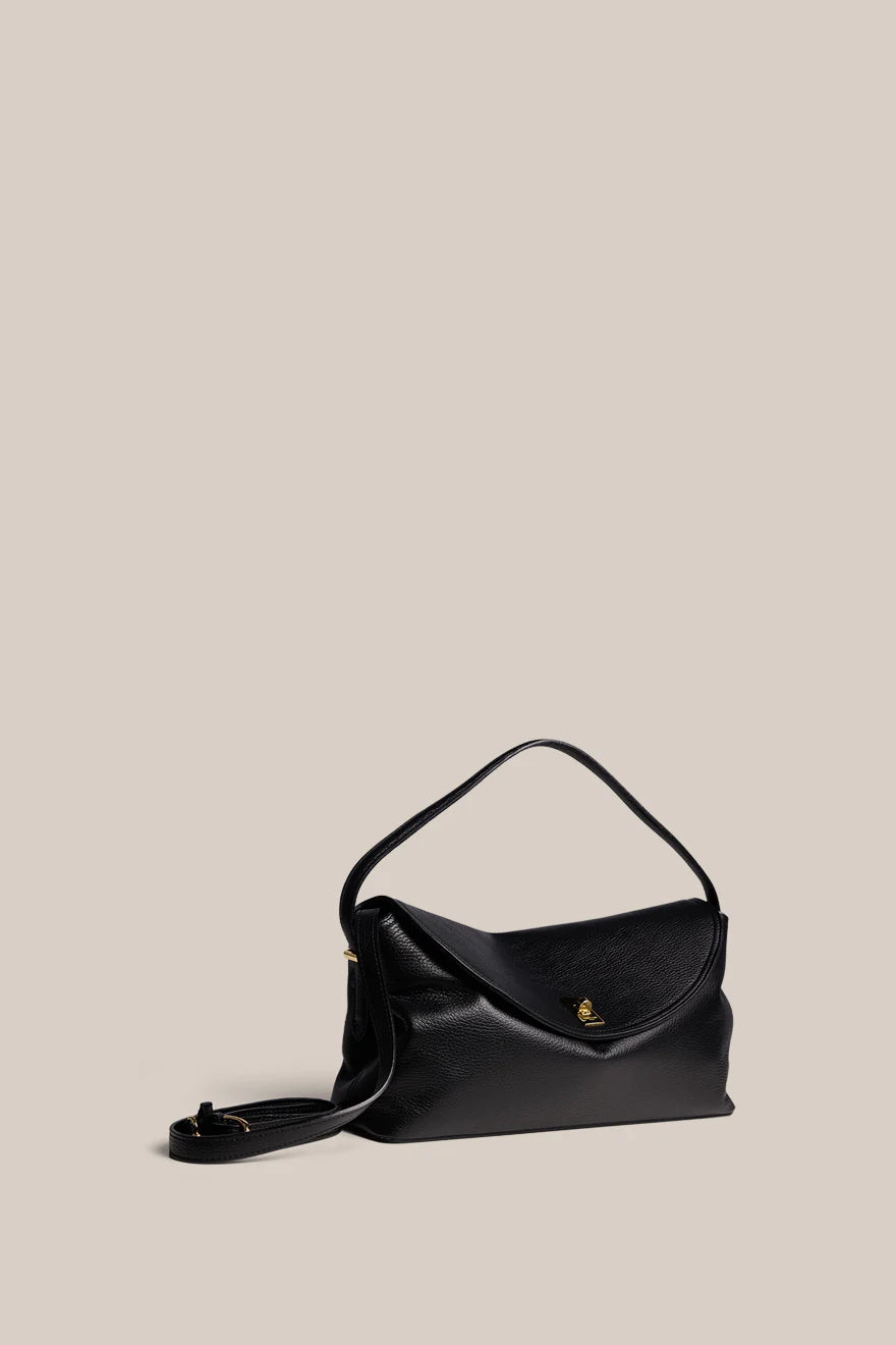 Sloan Large Black Leather Top Handle Crossbody