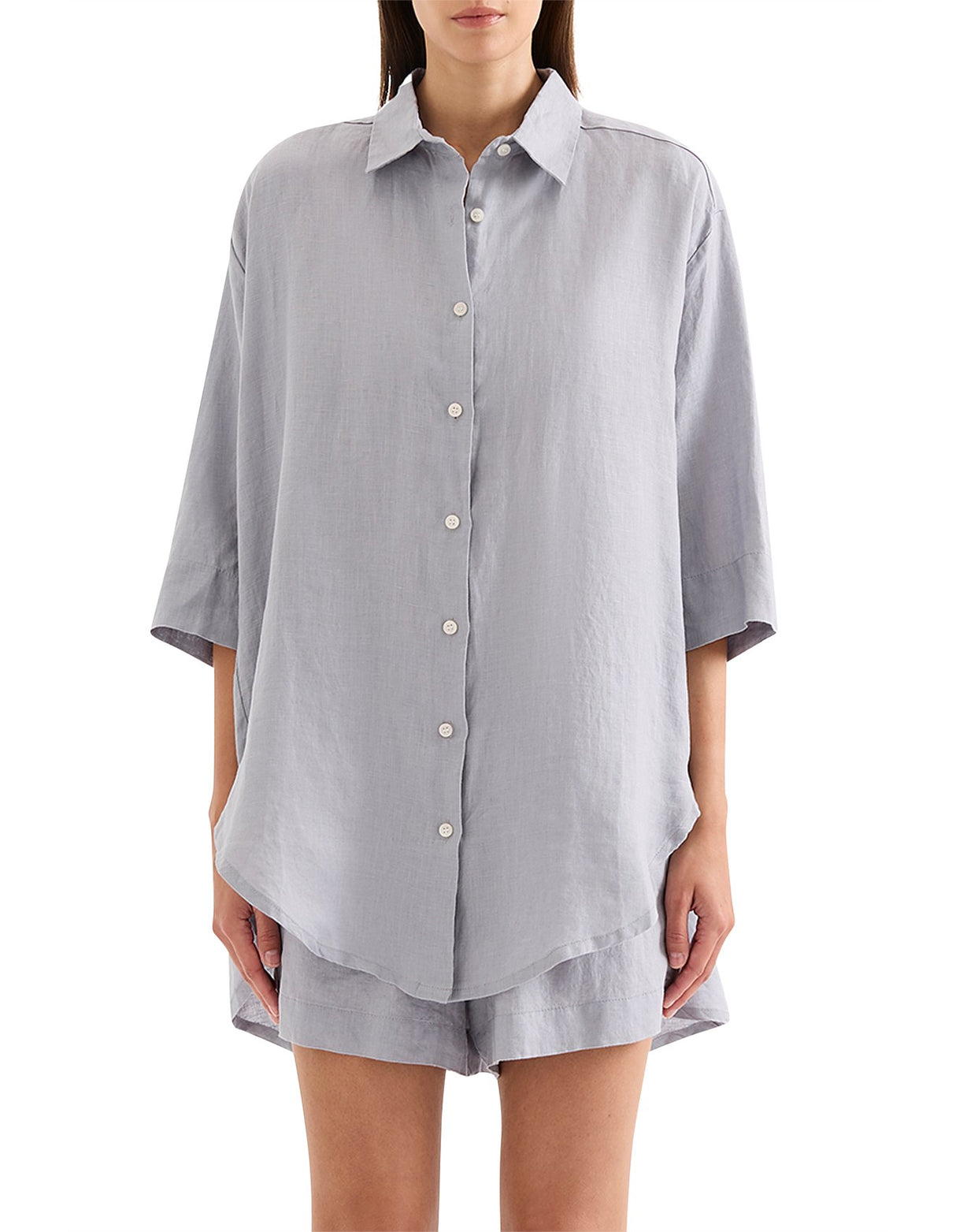 Lounge Linen Longline Shirt | Storm
