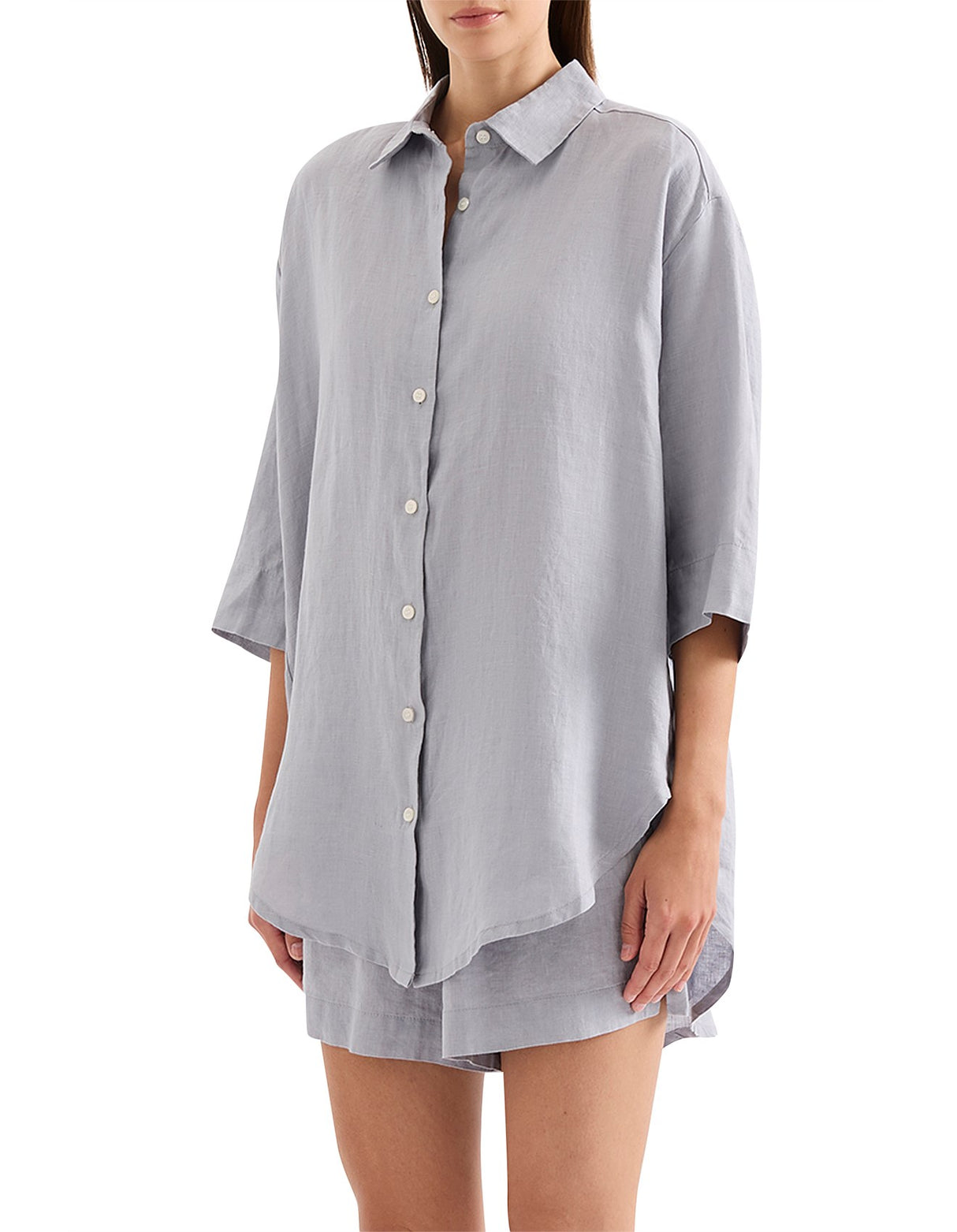 Lounge Linen Longline Shirt | Storm