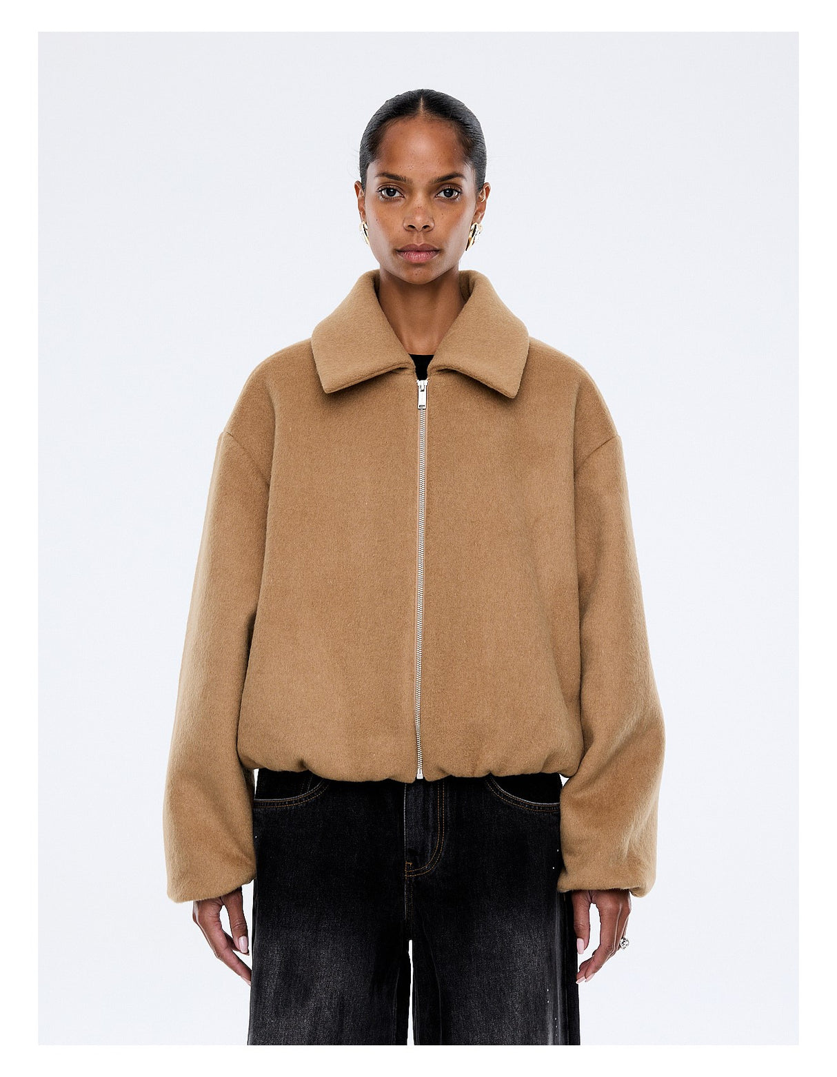 Maeve Wool Blend Bomber | Sand