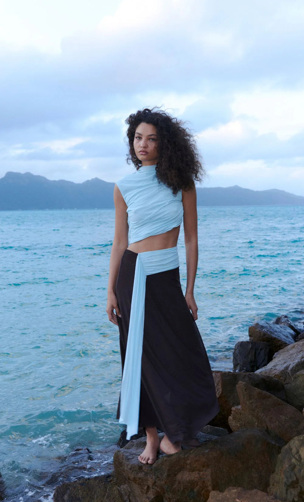 Conni Asym Midi Dress | Arctic Blue