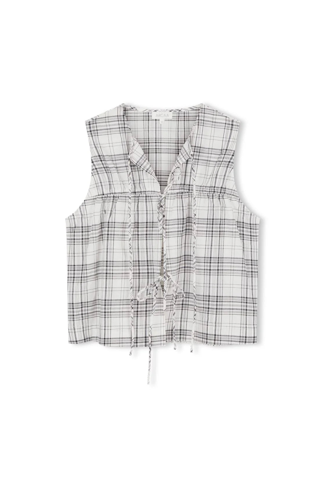 Camille Tie Top | Black Cream Check