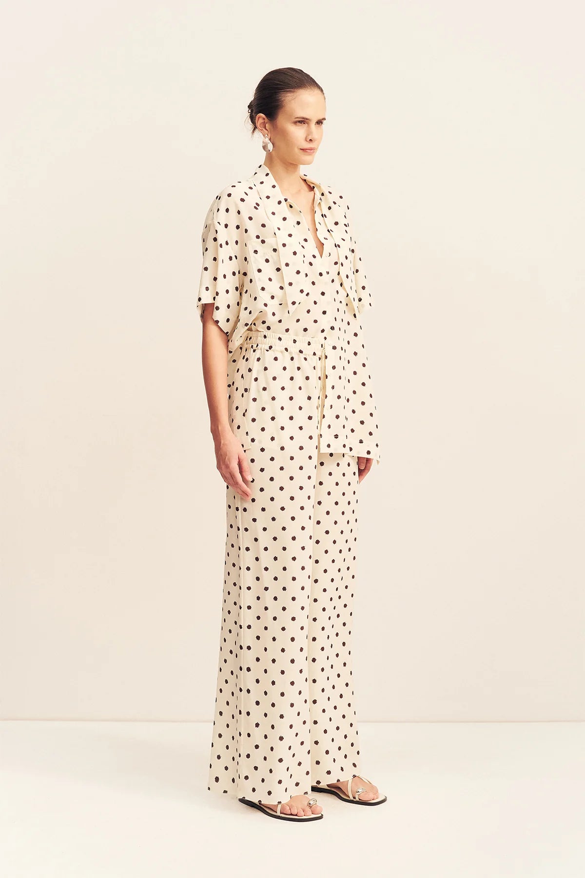 Houston Sheer Drawstring Pant | Blanc Polka