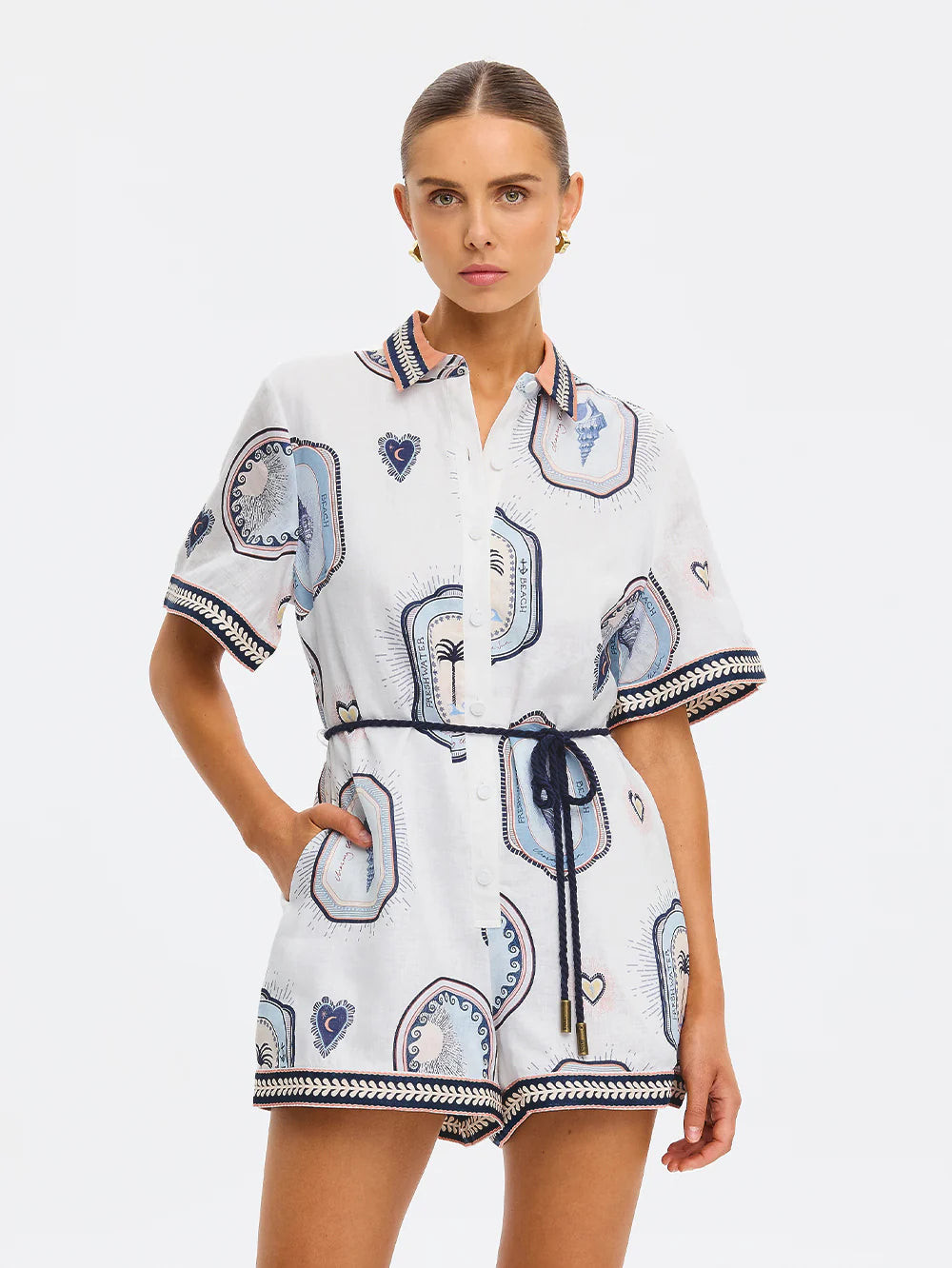 Alessia Playsuit | Cream Navy