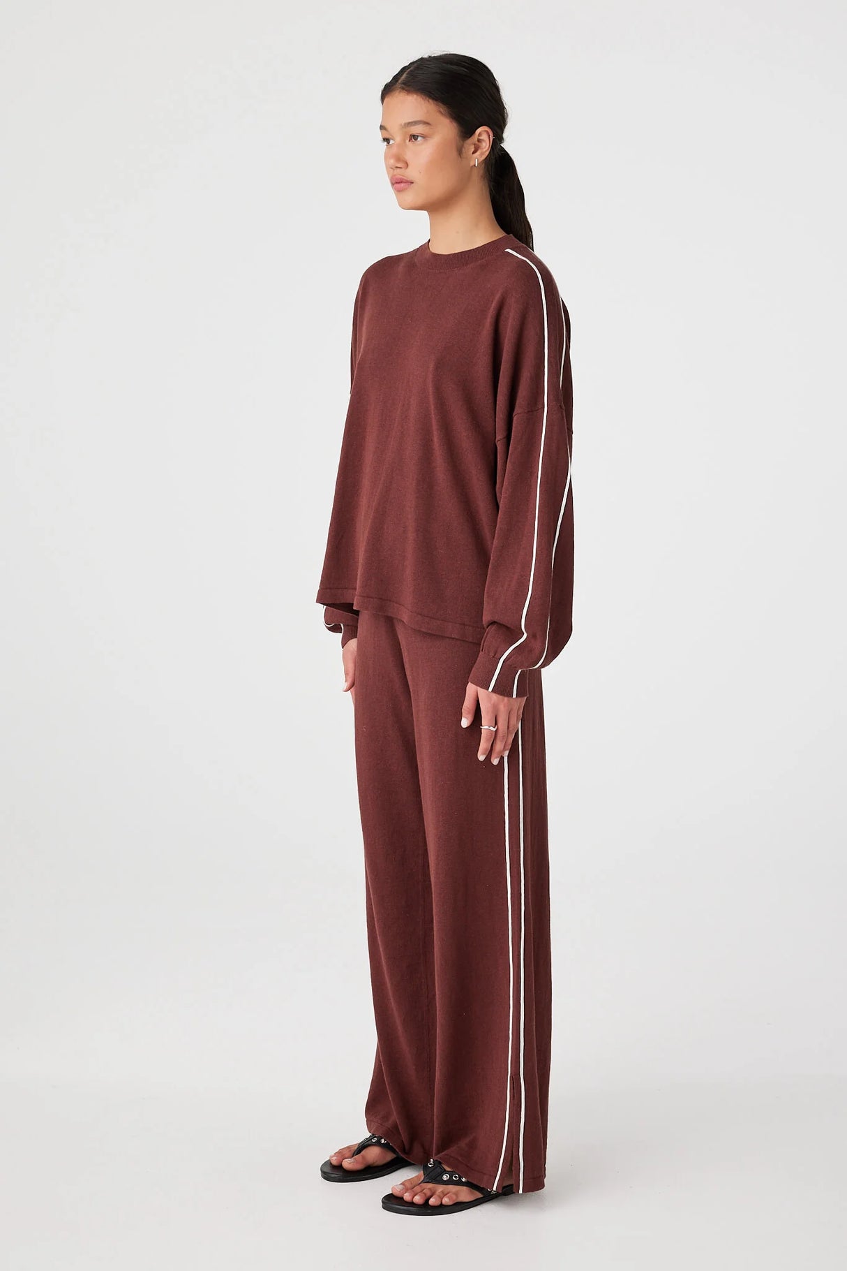 Pippa Long Sleeve Tee | Merlot/Cream