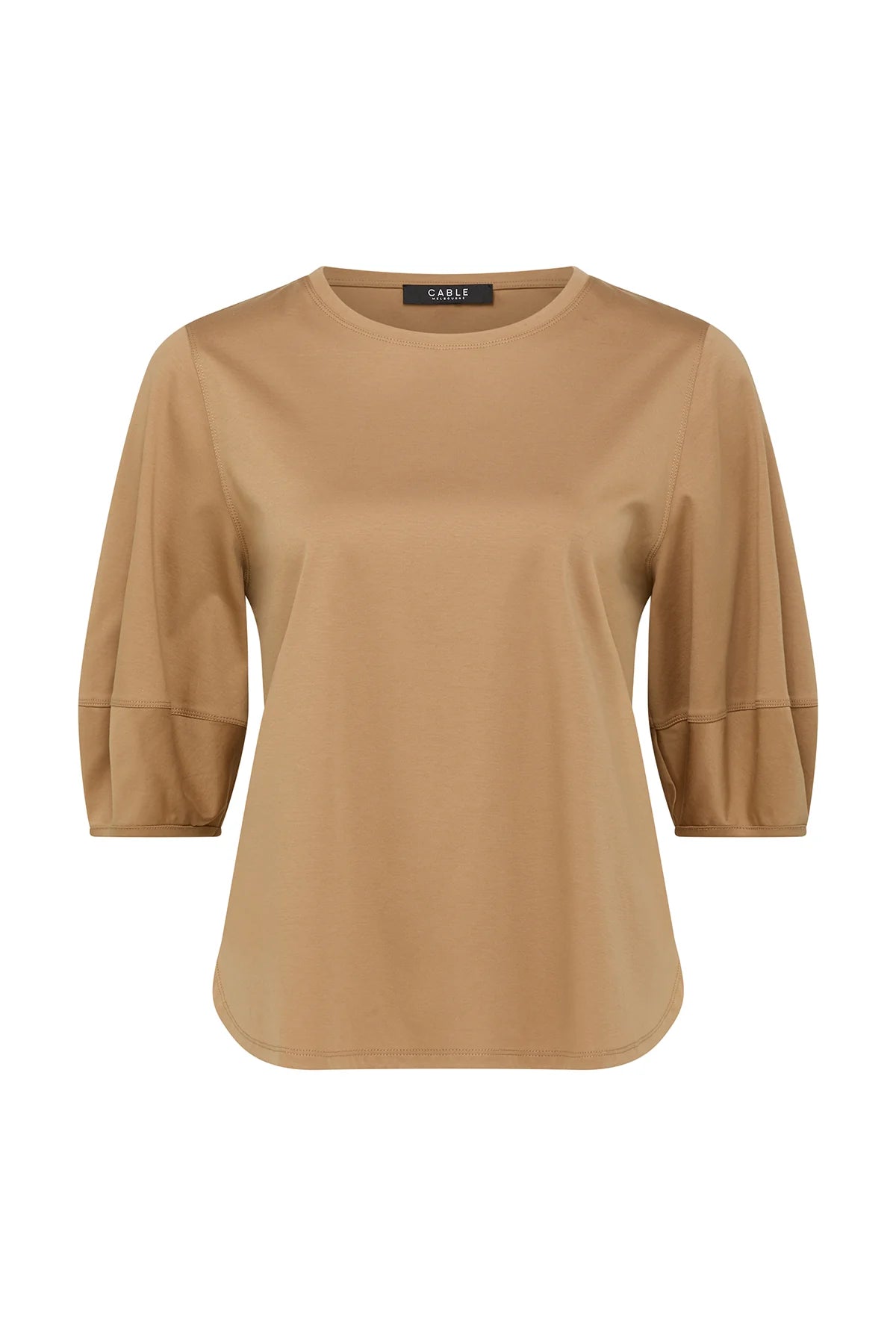 Pima Lantern Sleeve Top | Camel