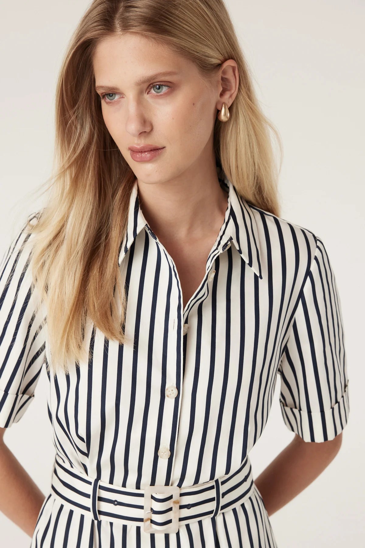 Lina Stripe Shirt Dress | Navy Stripe