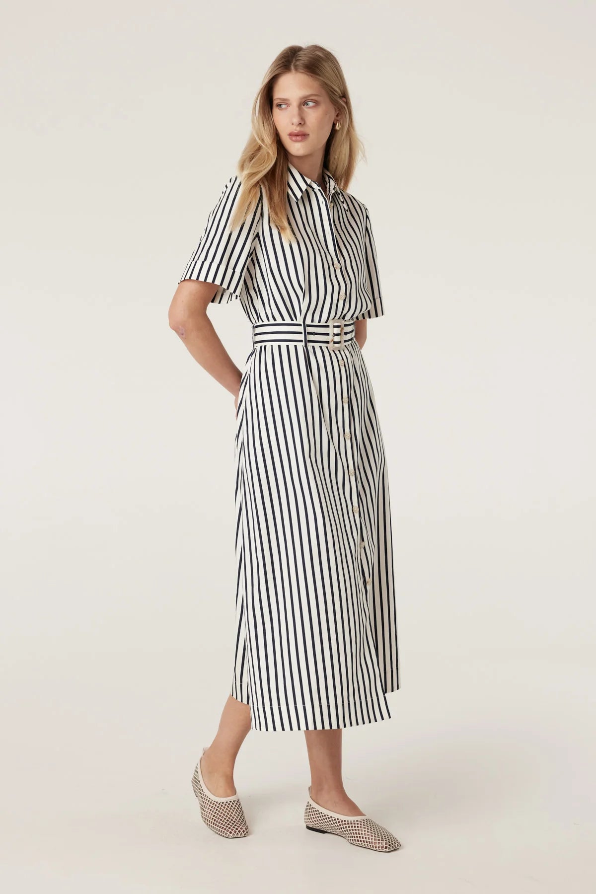 Lina Stripe Shirt Dress | Navy Stripe