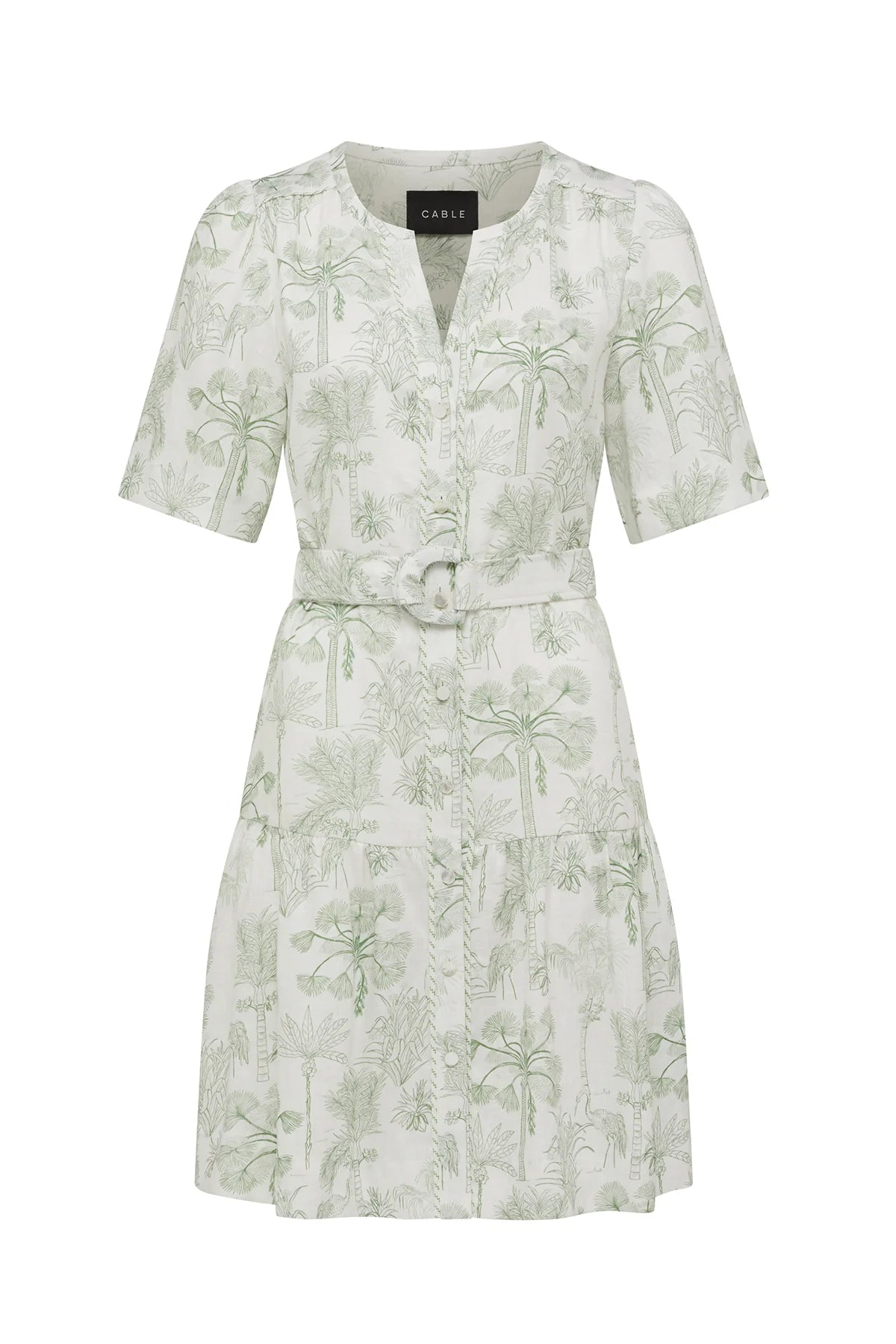 Gracie Linen Dress | Palm Print