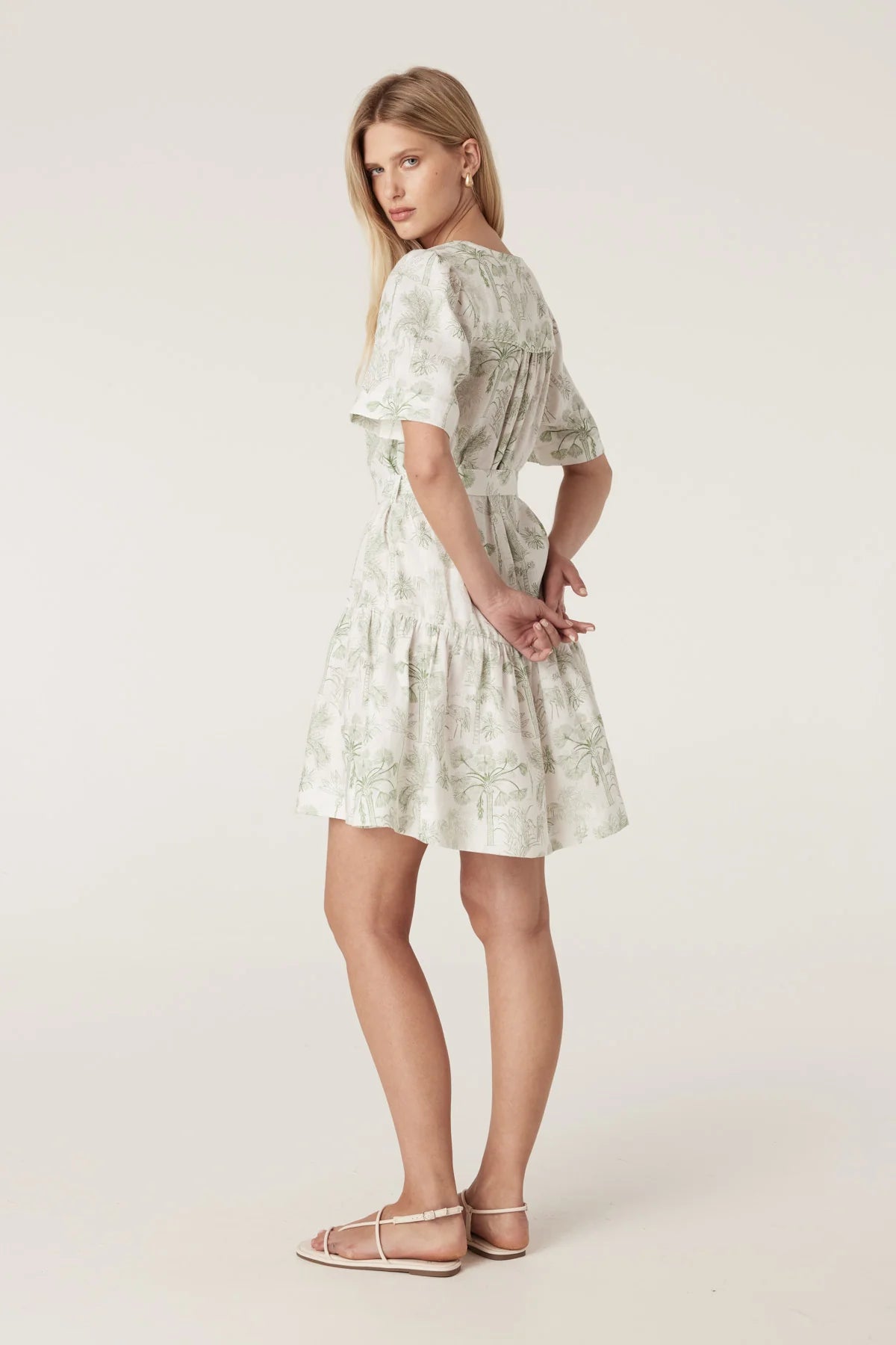 Gracie Linen Dress | Palm Print