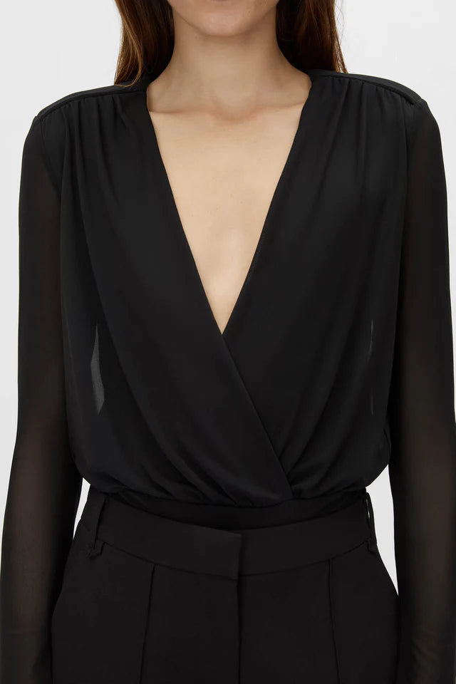 Ervina V-Neck Bodysuit | Black