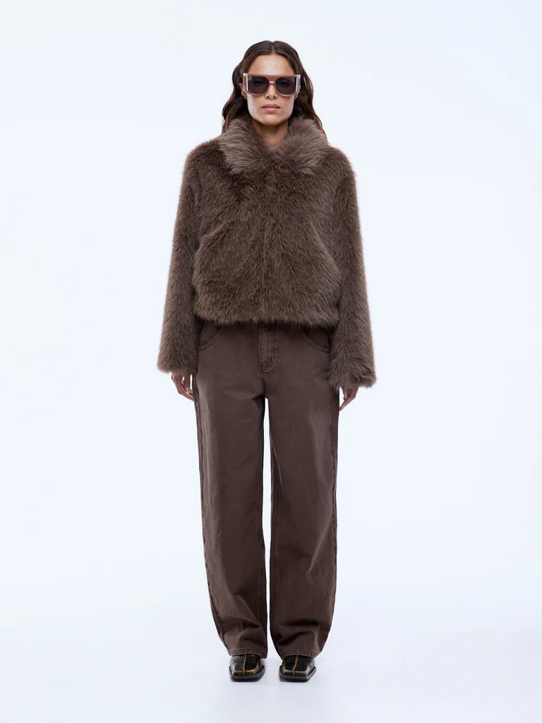 Charlie Faux Fur Jacket | Ash Brown