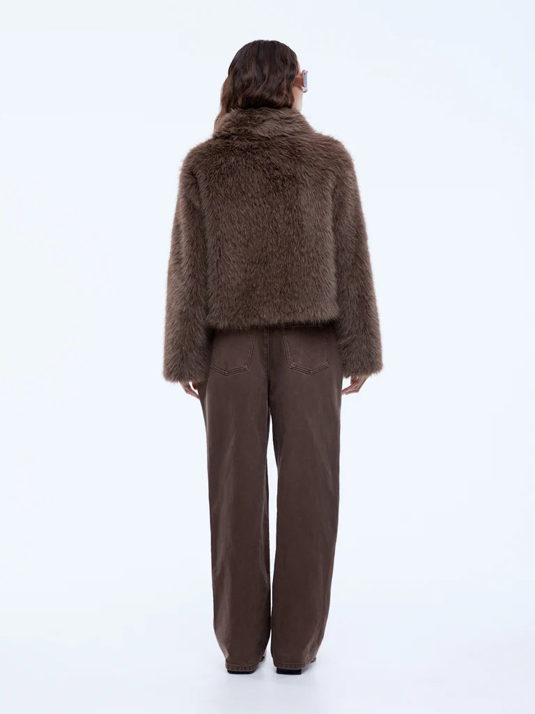 Charlie Faux Fur Jacket | Ash Brown