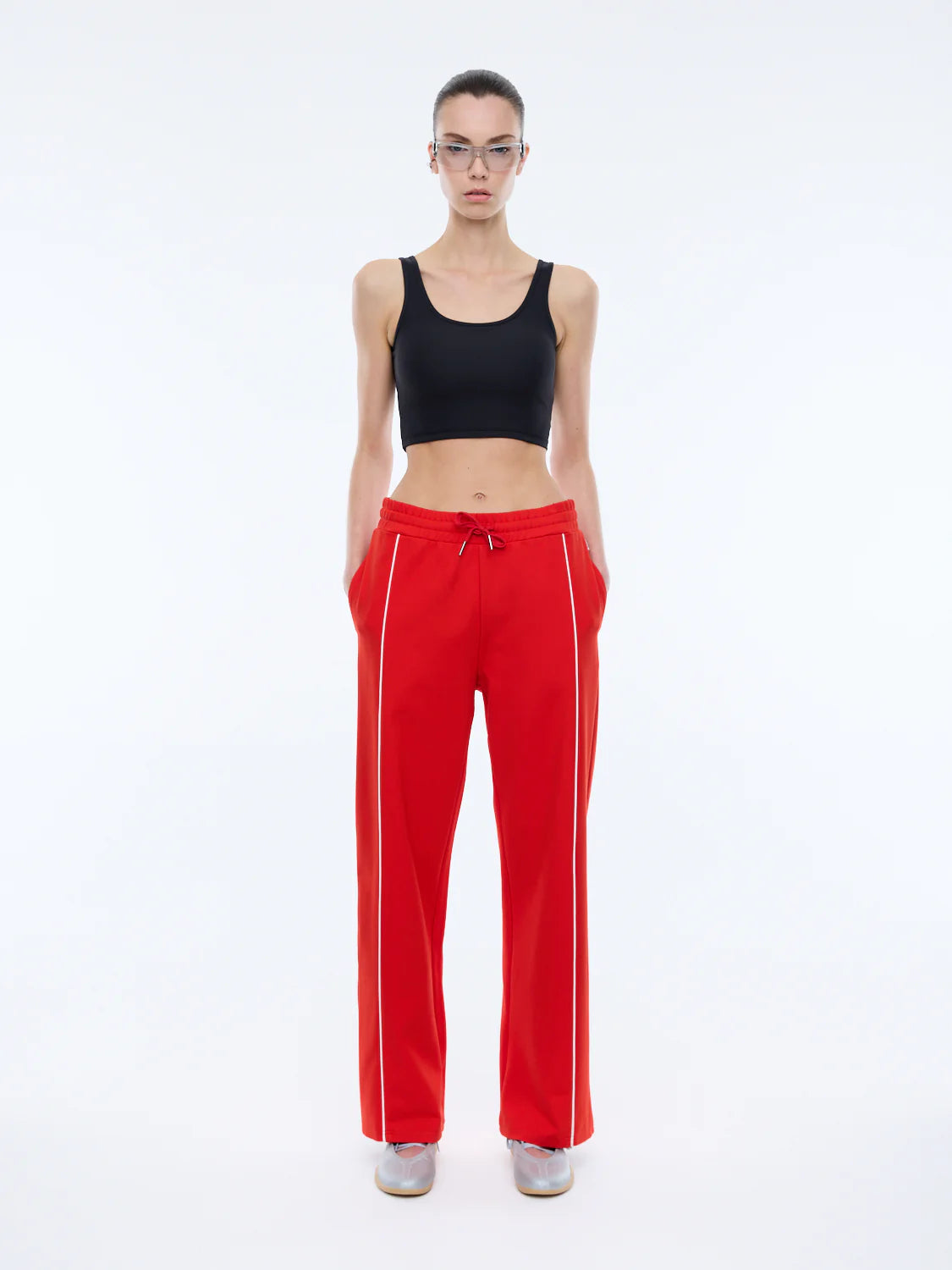Piper Stripe Pant | Flame Red