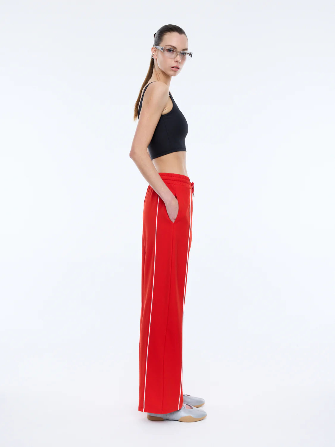 Piper Stripe Pant | Flame Red