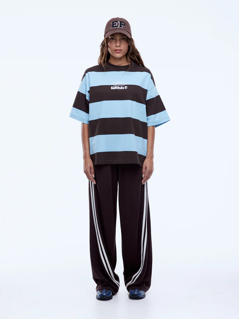 Pelly Sports Stripe Tee | Blue / Cocoa