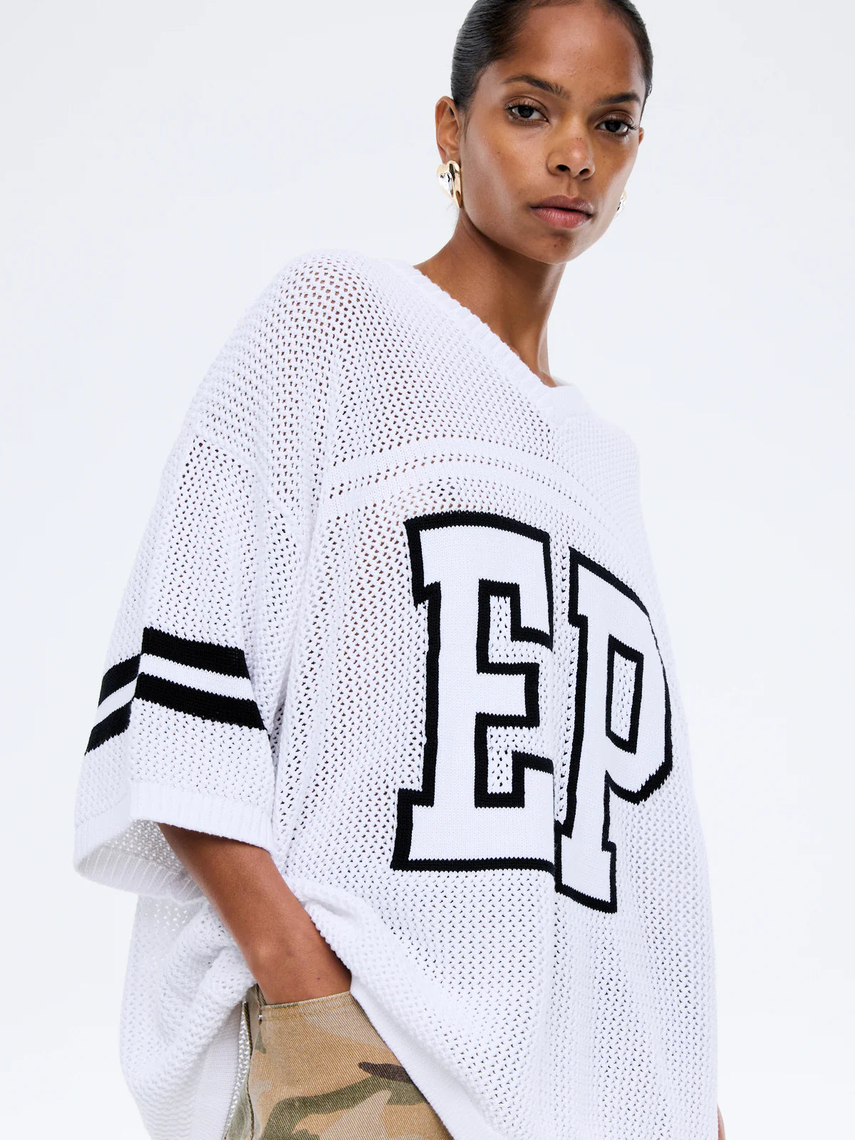 Harper Crochet Jersey | Vintage White