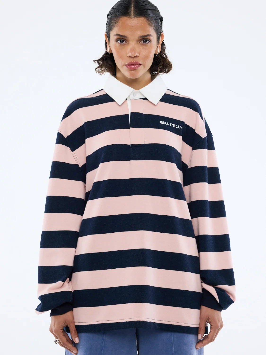 Hallie Rugby Top Navy Pink