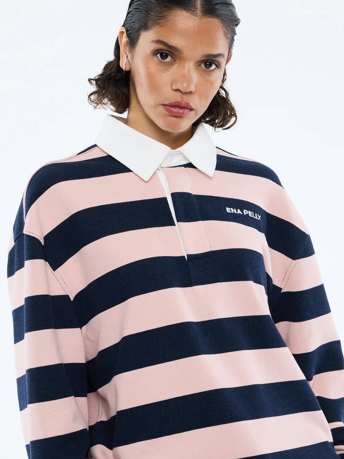Hallie Rugby Top Navy Pink