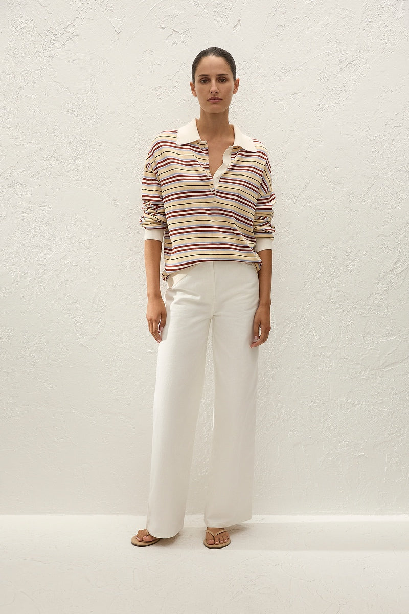 Harlow Oversized Polo | Cila Stripe Butter