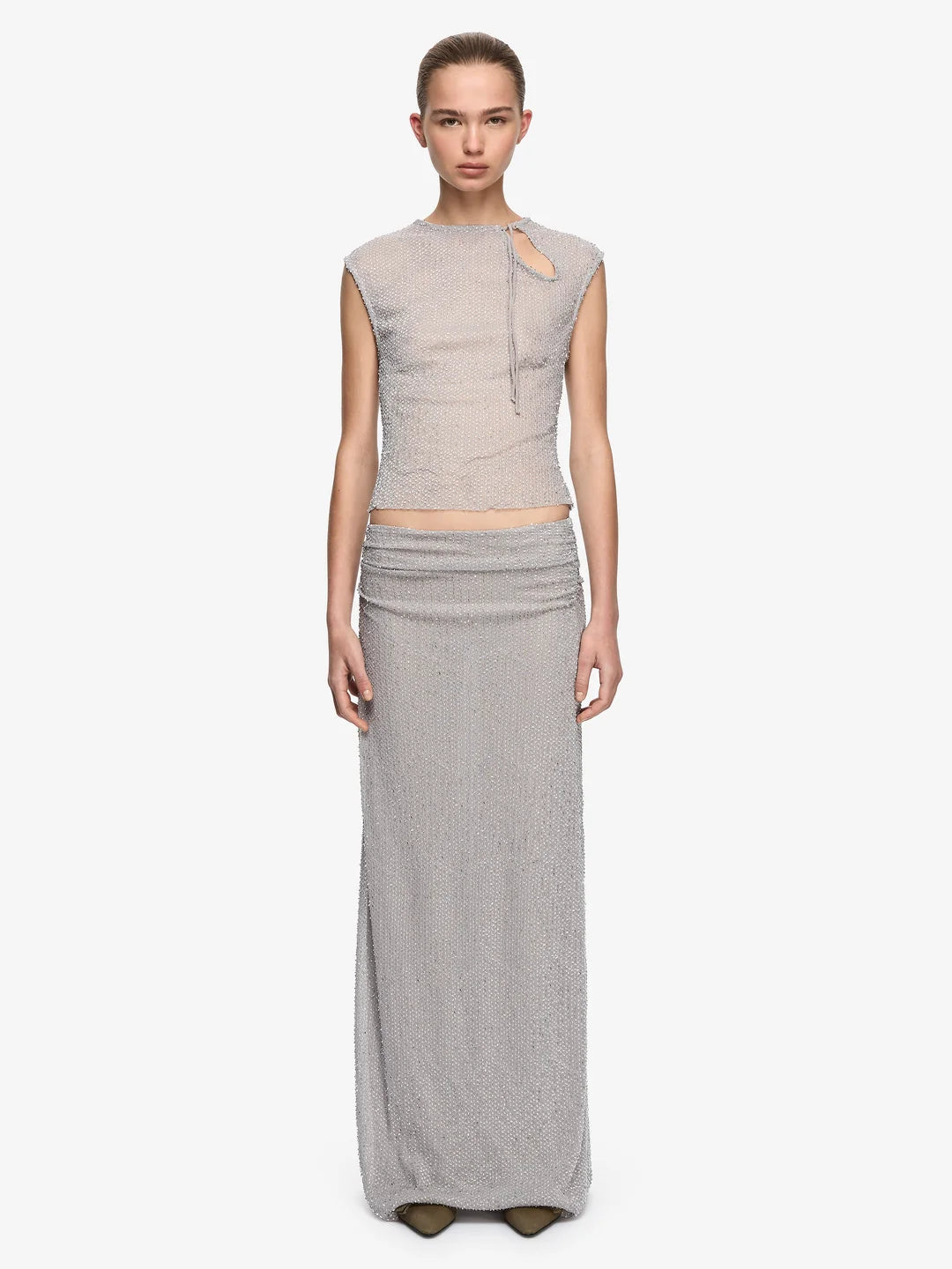 Emiko Maxi Skirt | Silver