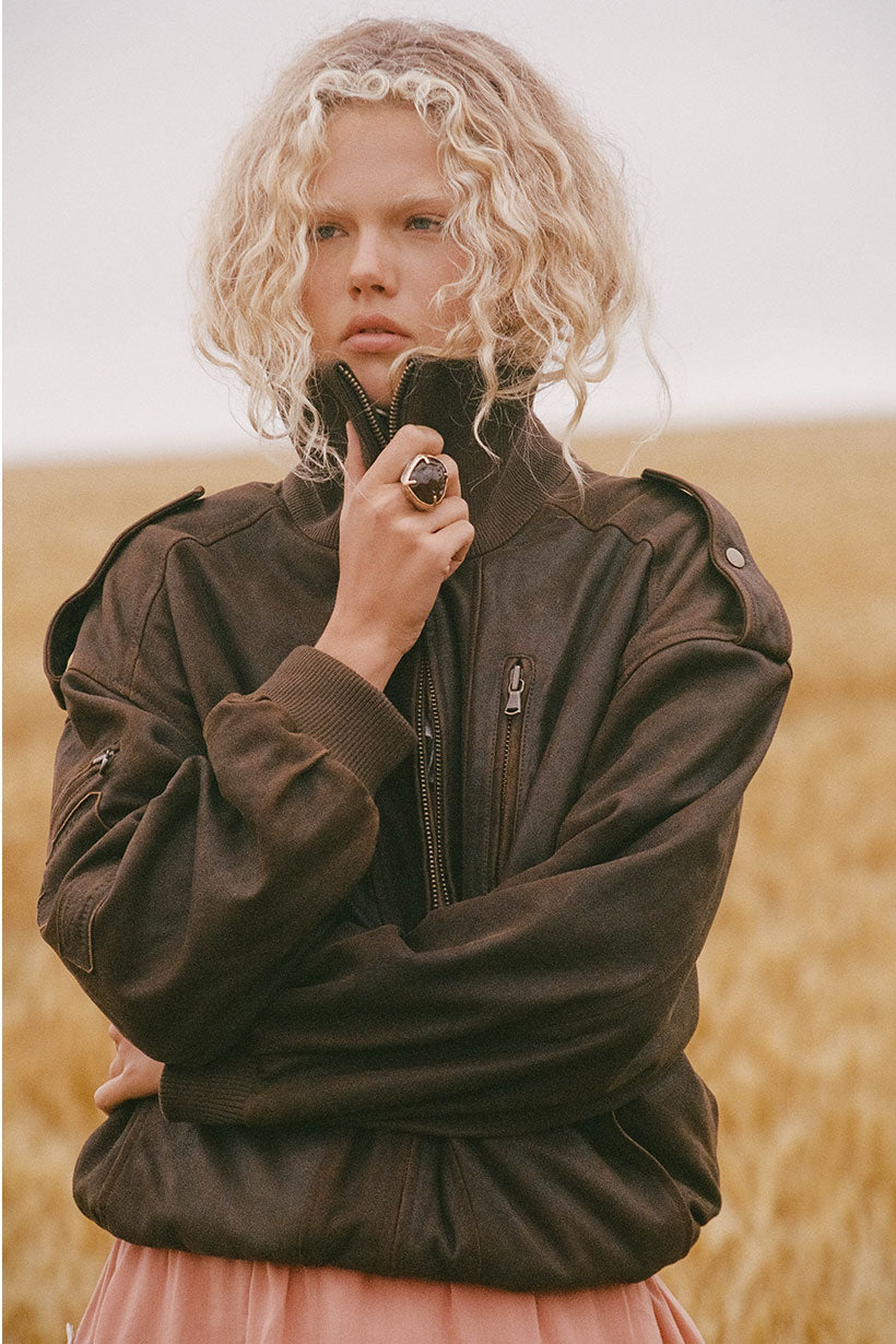 Fontaine Leather Bomber Jacket | Vintage Brown