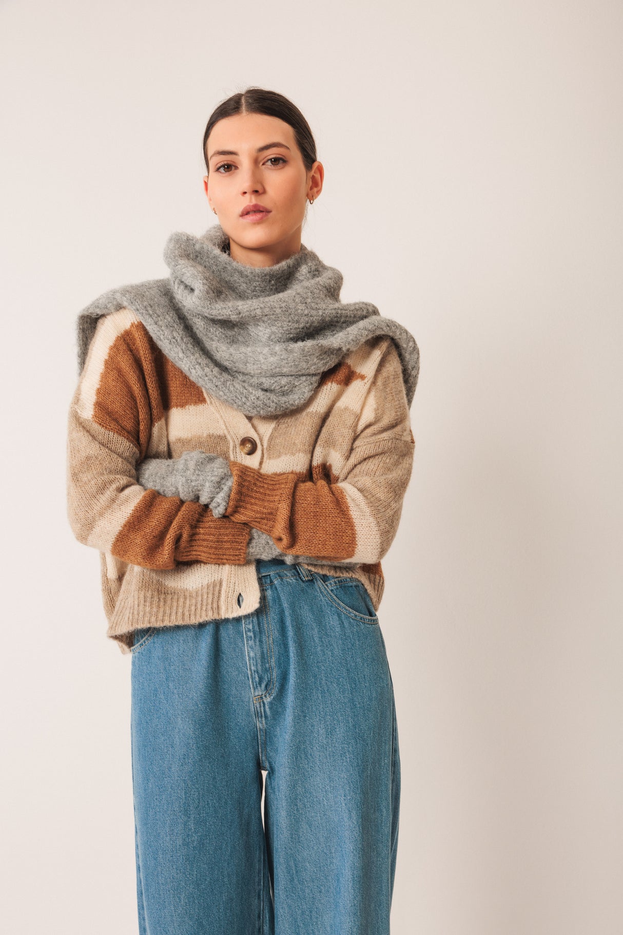 Intarsia Alpaca Jacket | Camel