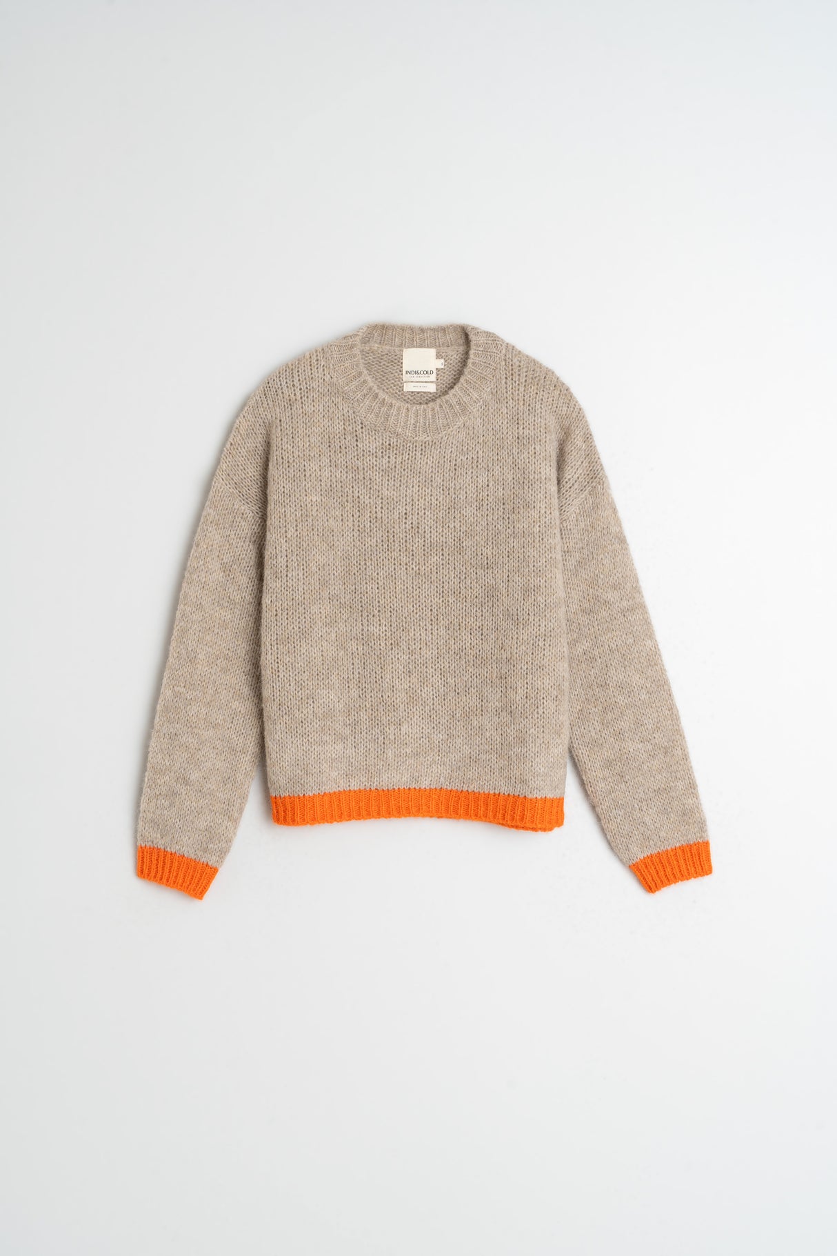 Bicolour Knitted Sweater | Beige