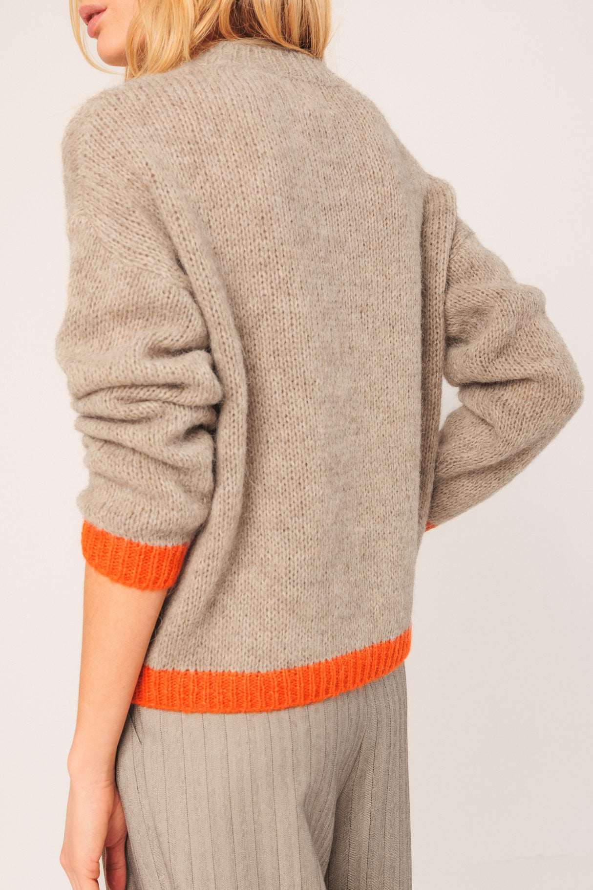 Bicolour Knitted Sweater | Beige