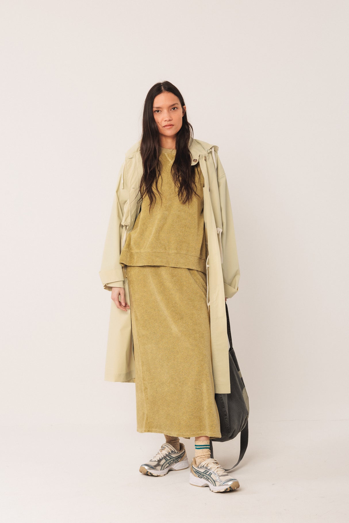 Adjustable Waist Trenchcoat | Sage