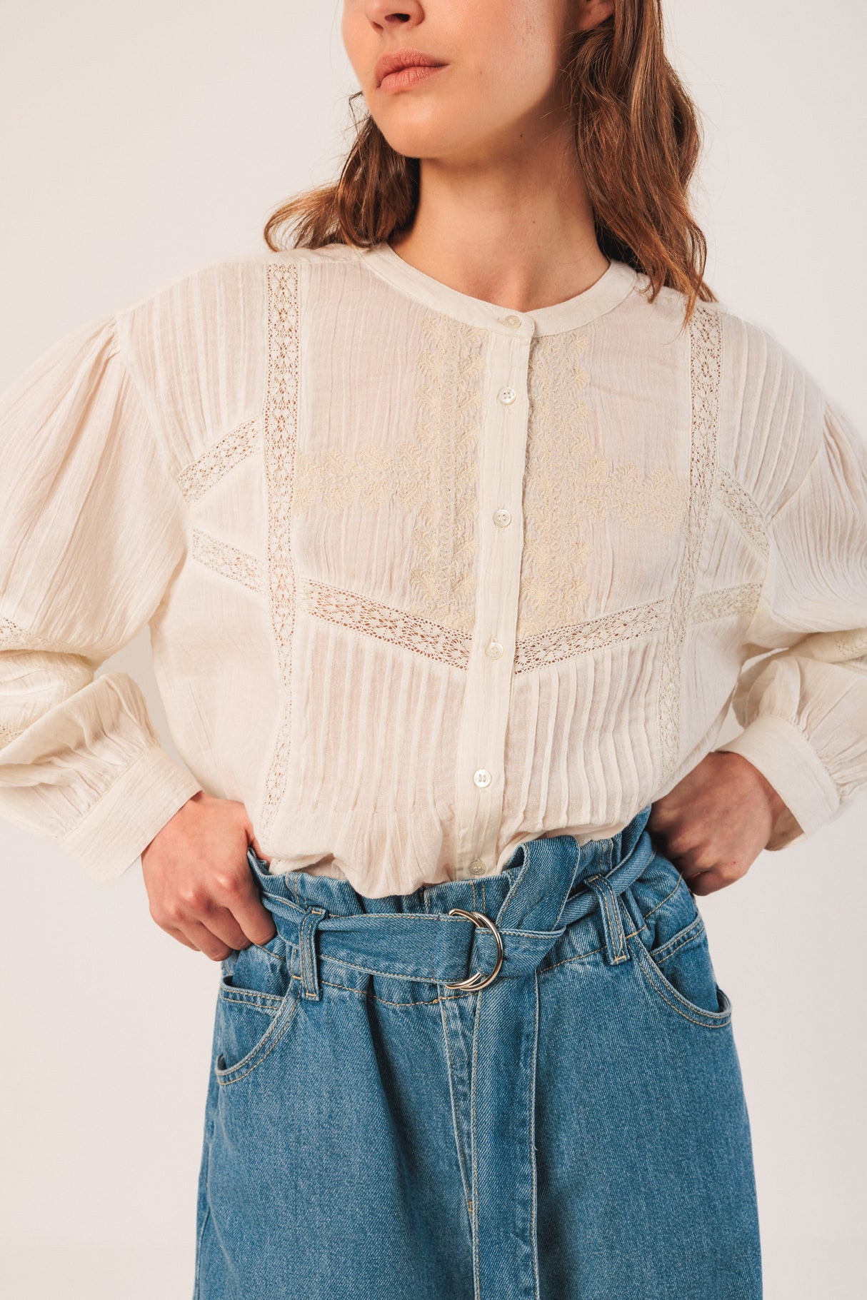 Organic Cotton Embroidered Shirt | White