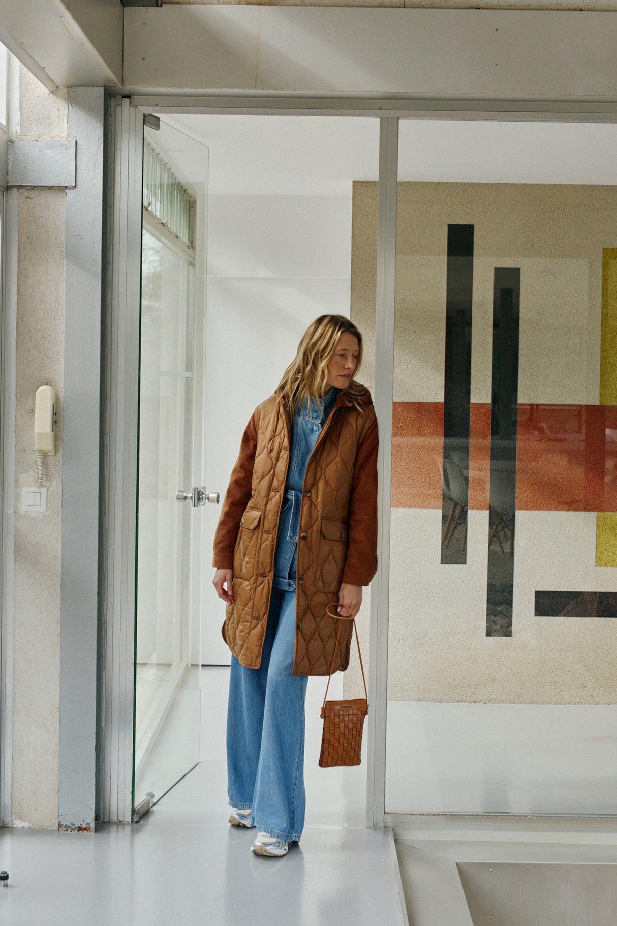 Combination Quilted Coat | Almond