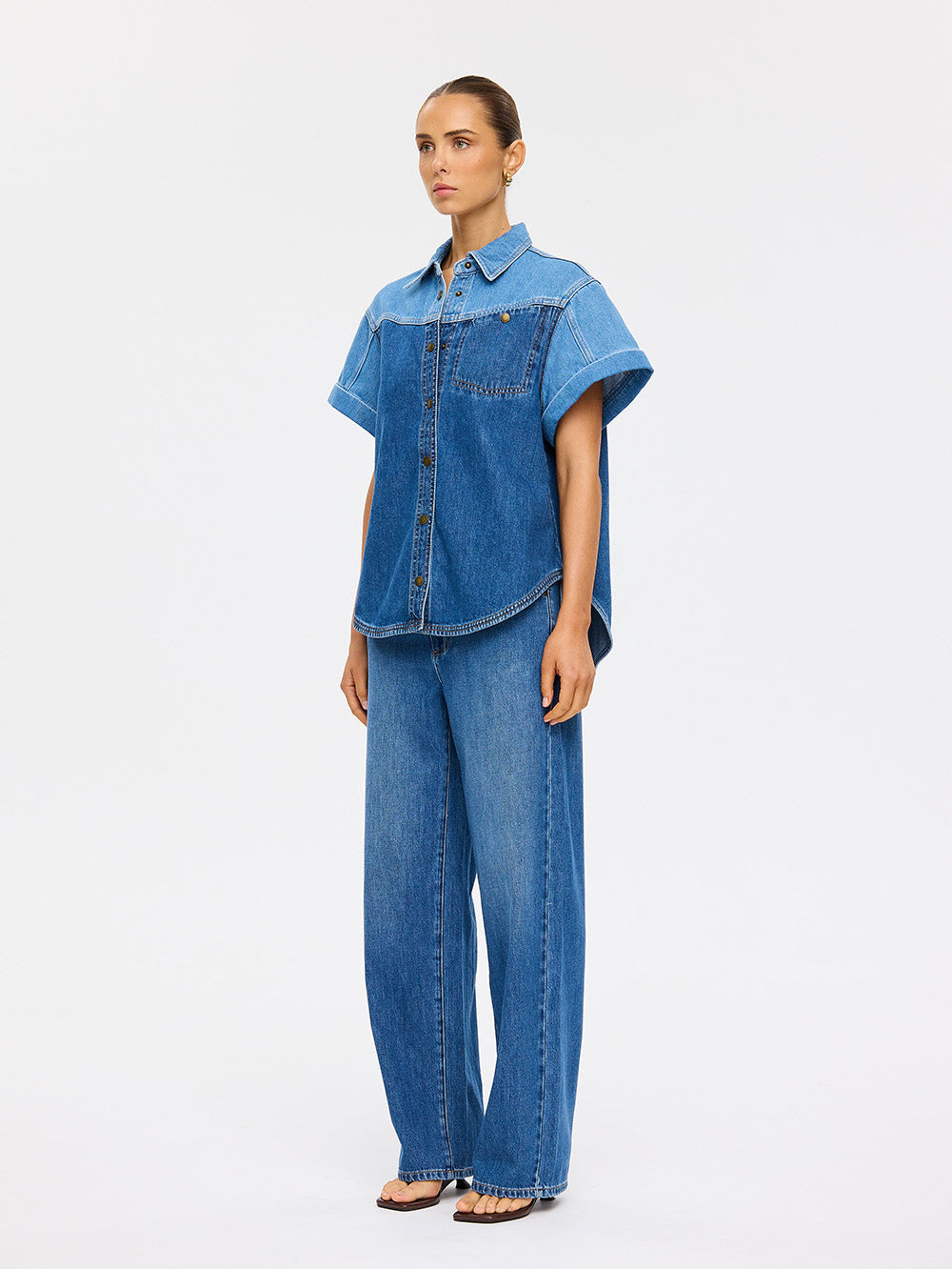 Coralie Denim Shirt | Two Tone Blue