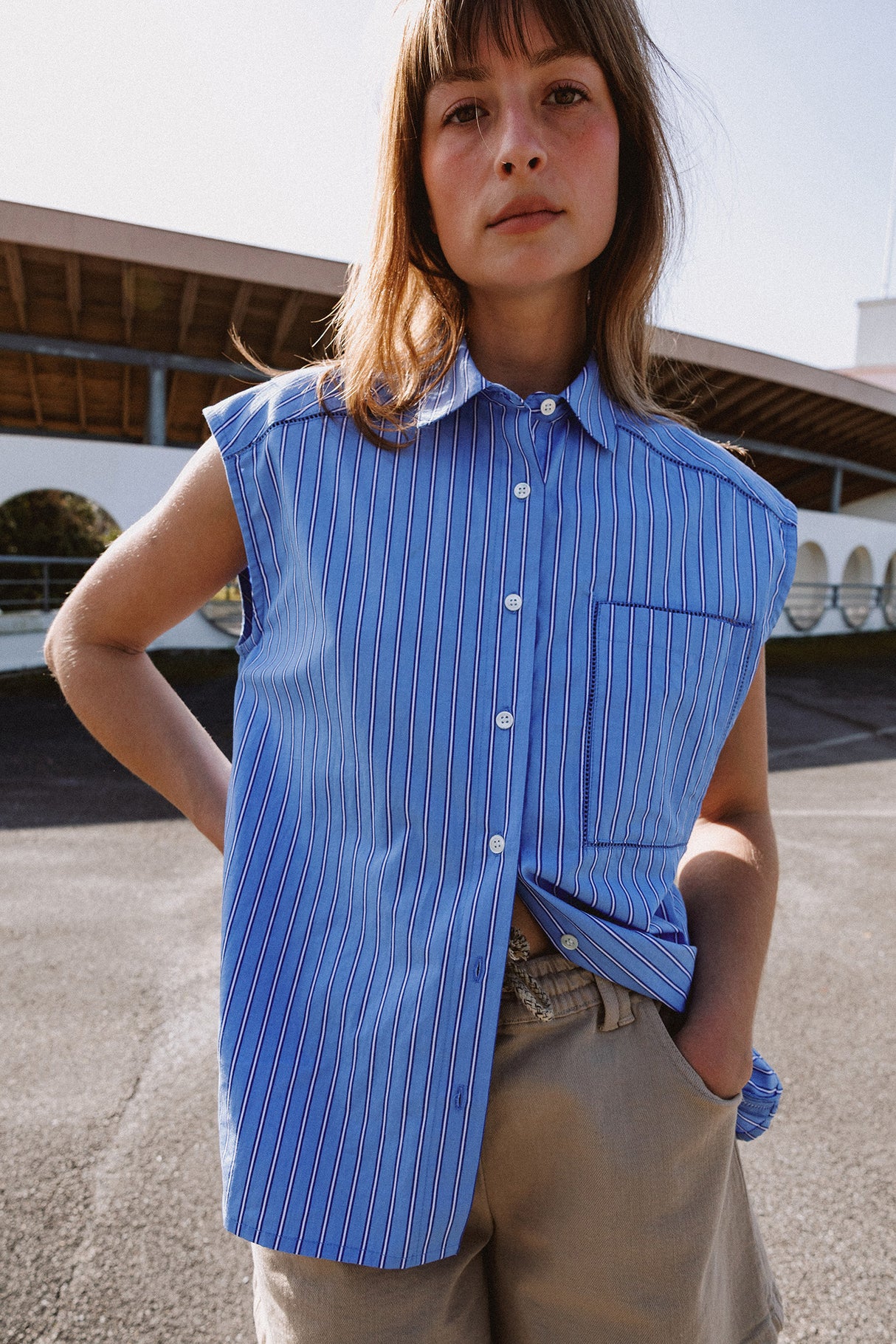 Oversized Poplin Shirt | Blue
