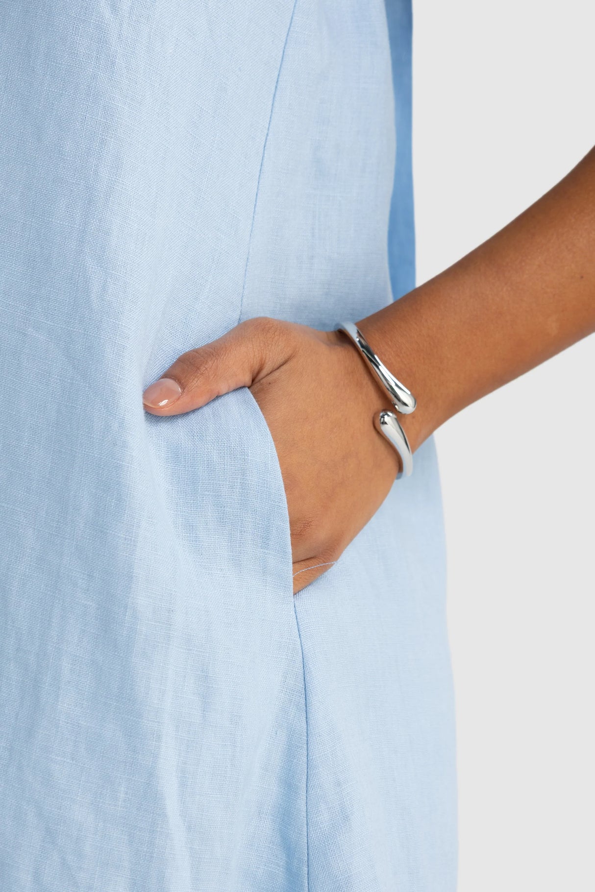 Mira Linen Halter Mini Dress | Powder Blue