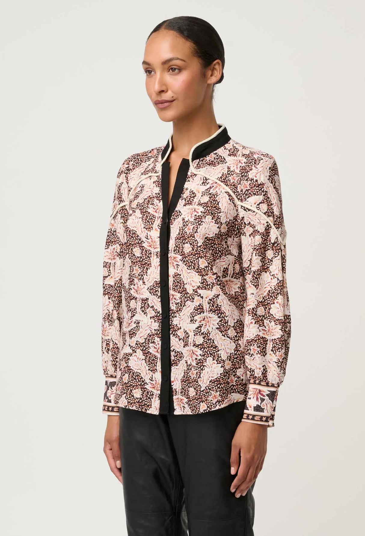 Harley Linen Viscose Rope Trim Detail Shirt | Russet Palm