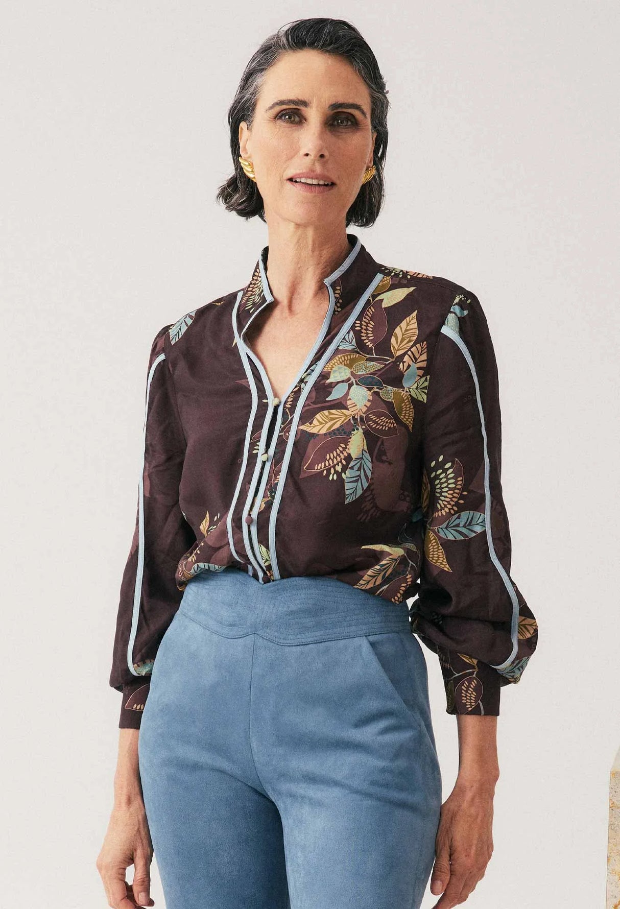 Asher Contrast Trim Viscose Faille Shirt