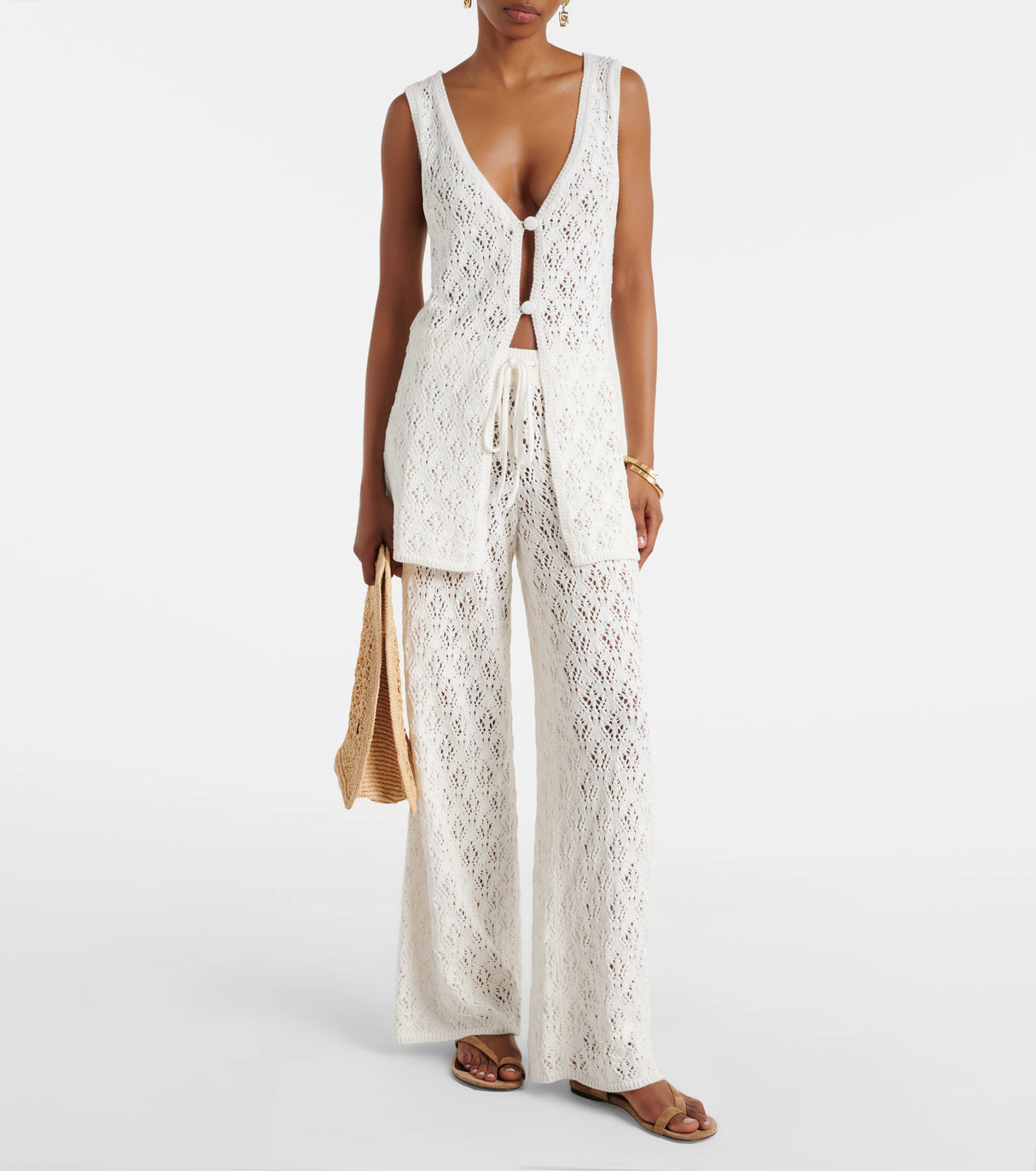 Fio Pant | Pointelle Knit Vintage White