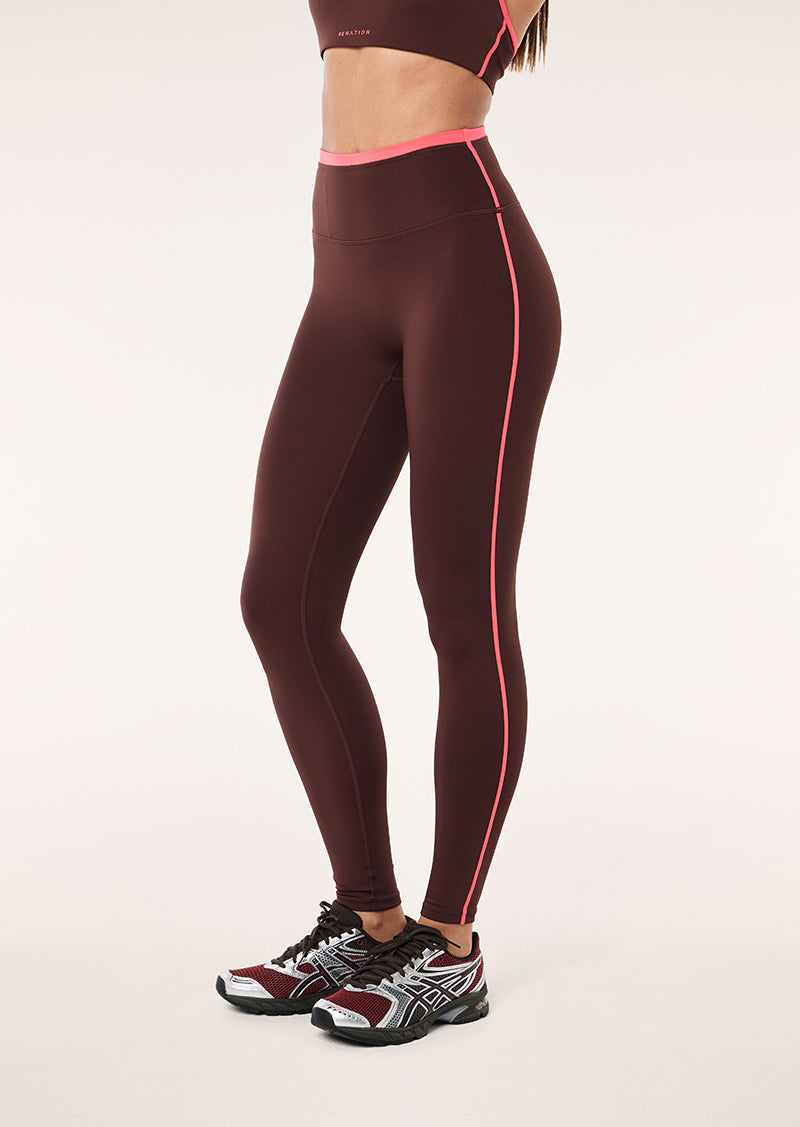 Radar Full Length Legging | Mahogany/Diva Pink