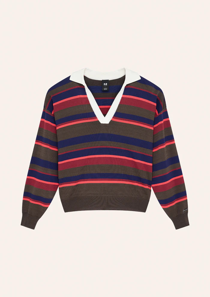 Retreat Stripe Collar Knit | Strawberry Stripe