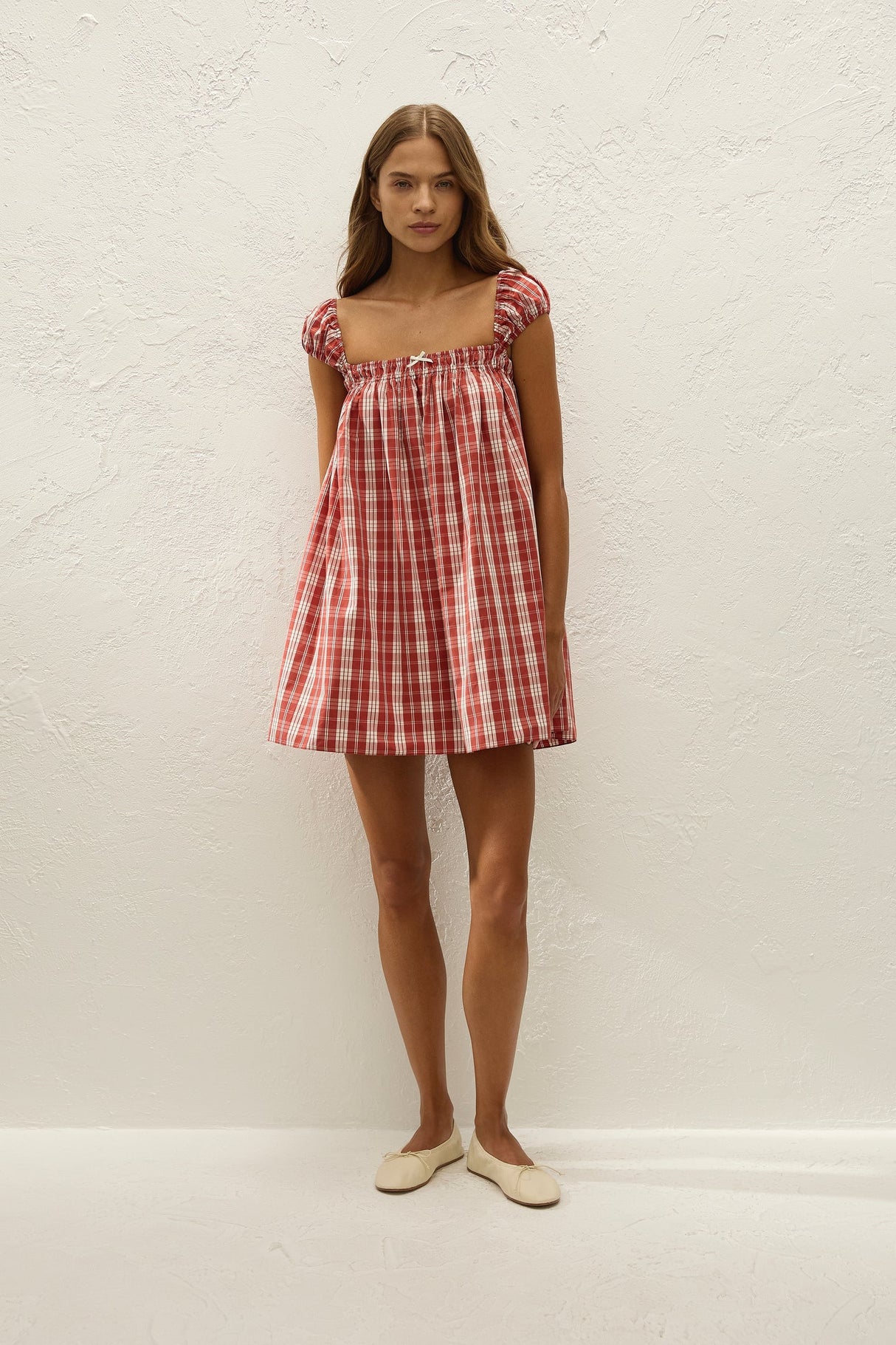 Belinha Mini Dress | Ines Check Terra Rosso