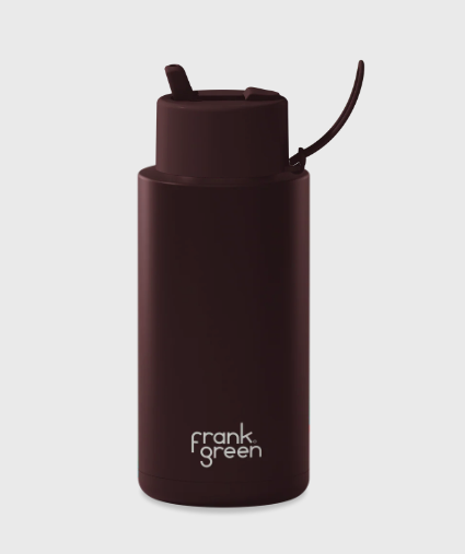 34oz Ceramic Reusable Bottle With Flip Straw Lid | Chocolate