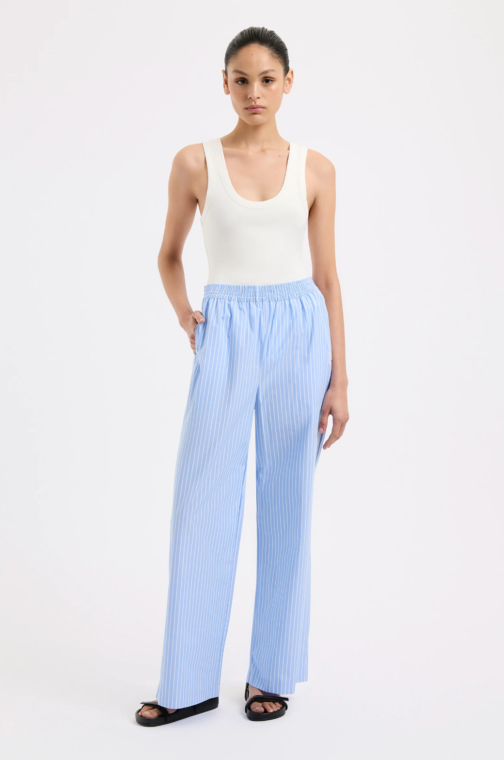 Organic Poplin Pant | Sky Stripe