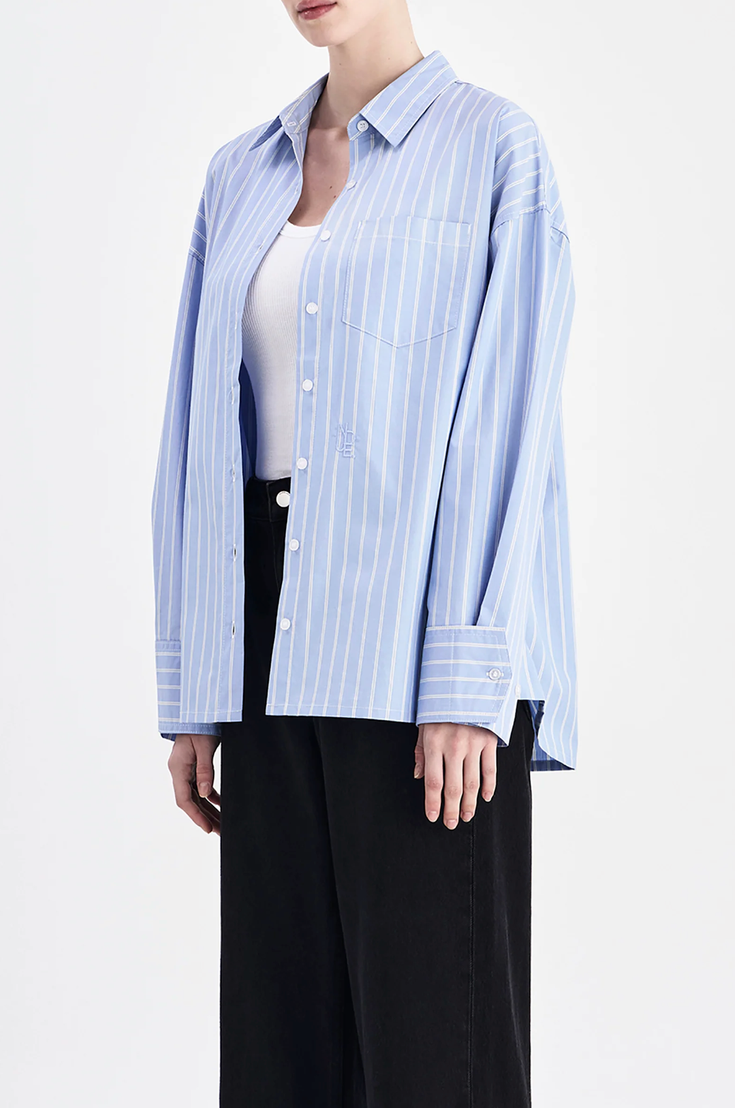 Organic Poplin Shirt | Sky Stripe