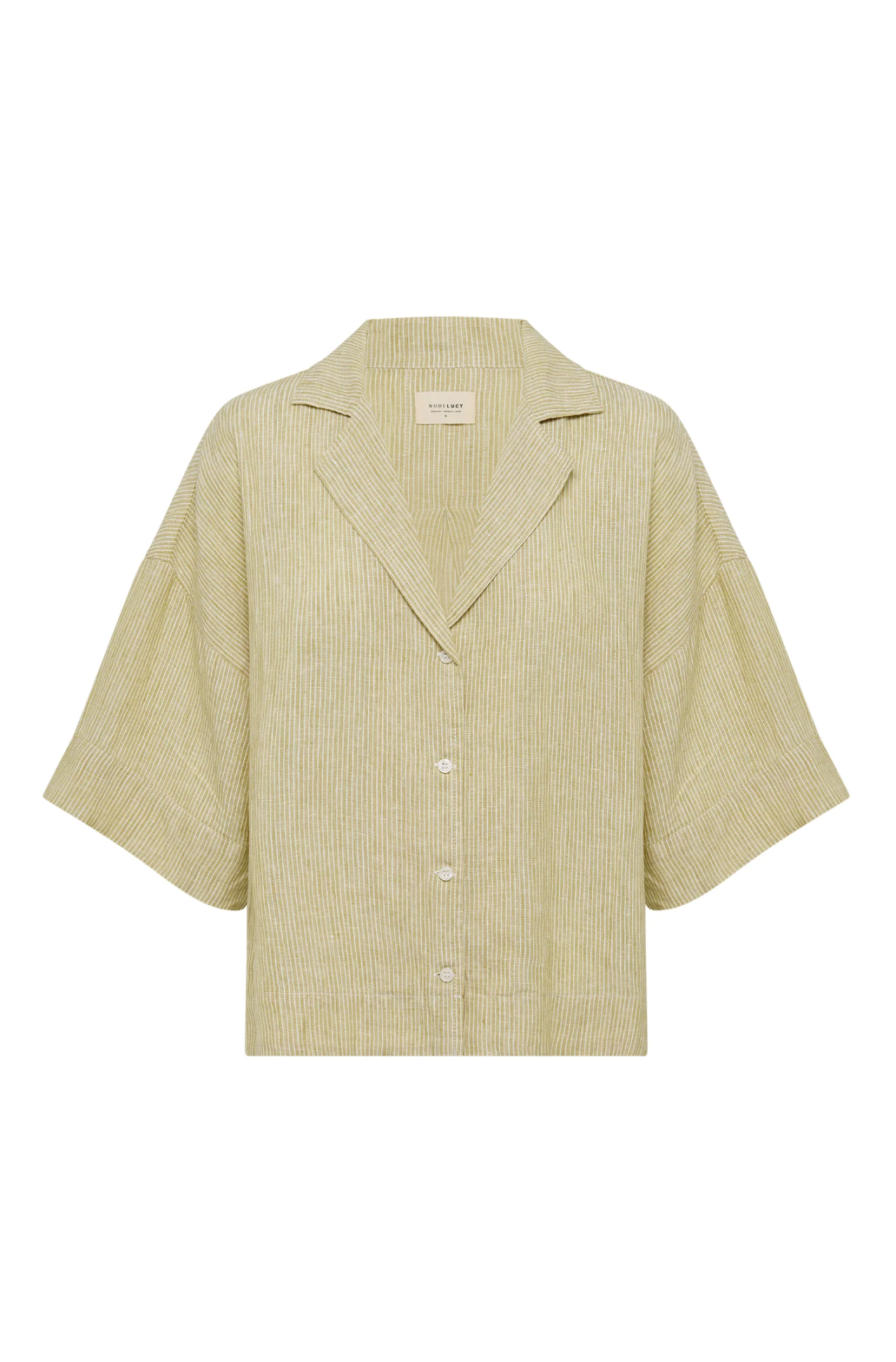 Lounge Stripe Linen Shirt | Moss Stripe